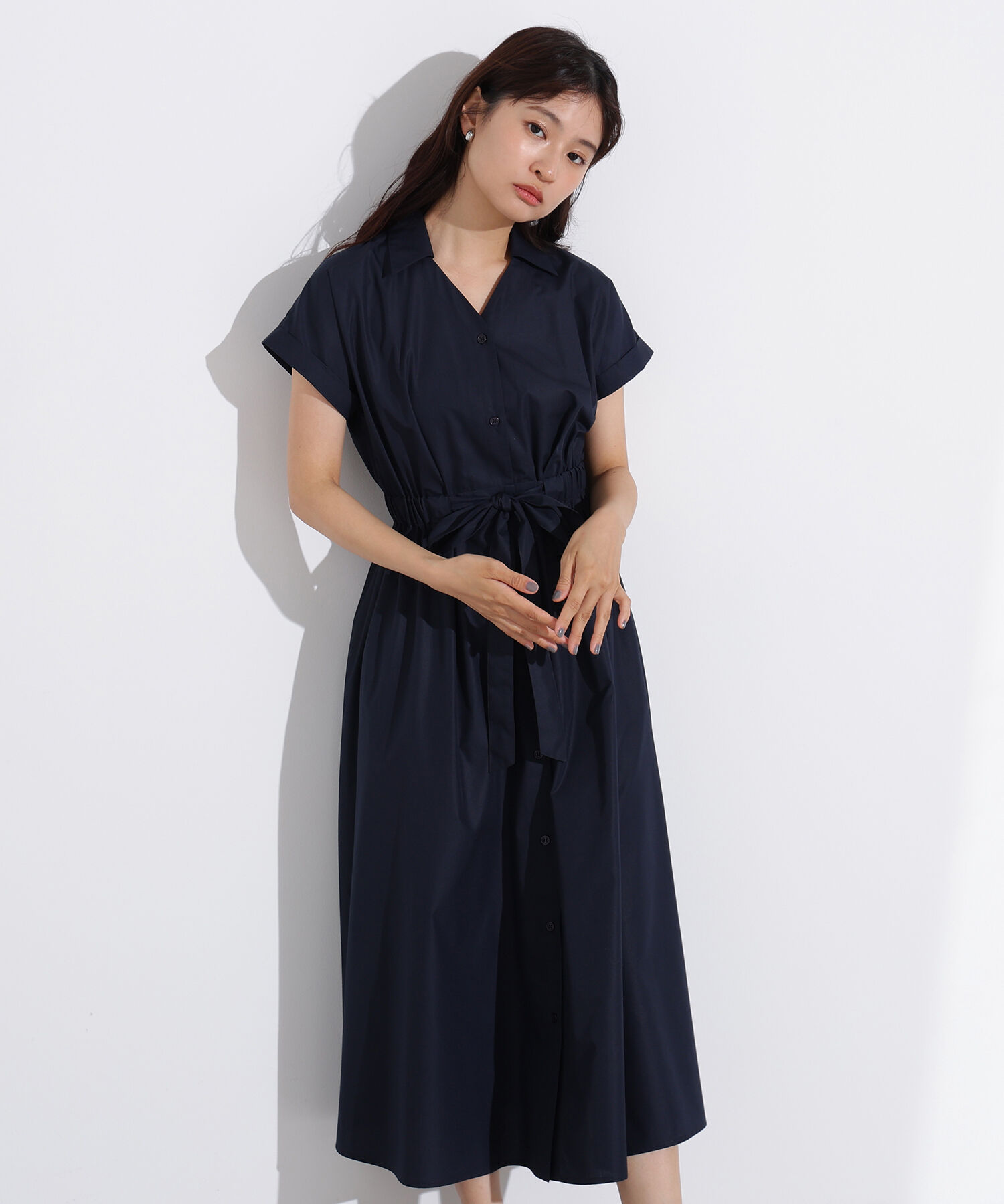  「オープンカラーシャツワンピース」|ワンピース|