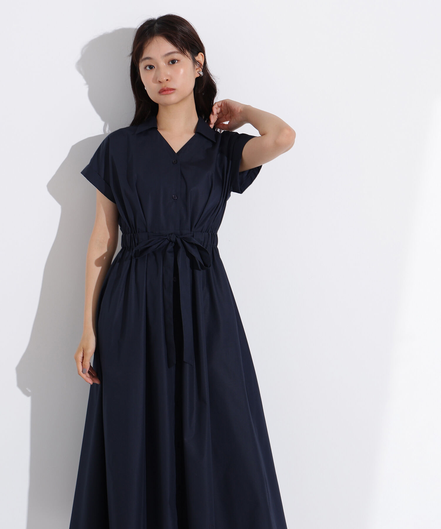  「オープンカラーシャツワンピース」|ワンピース|