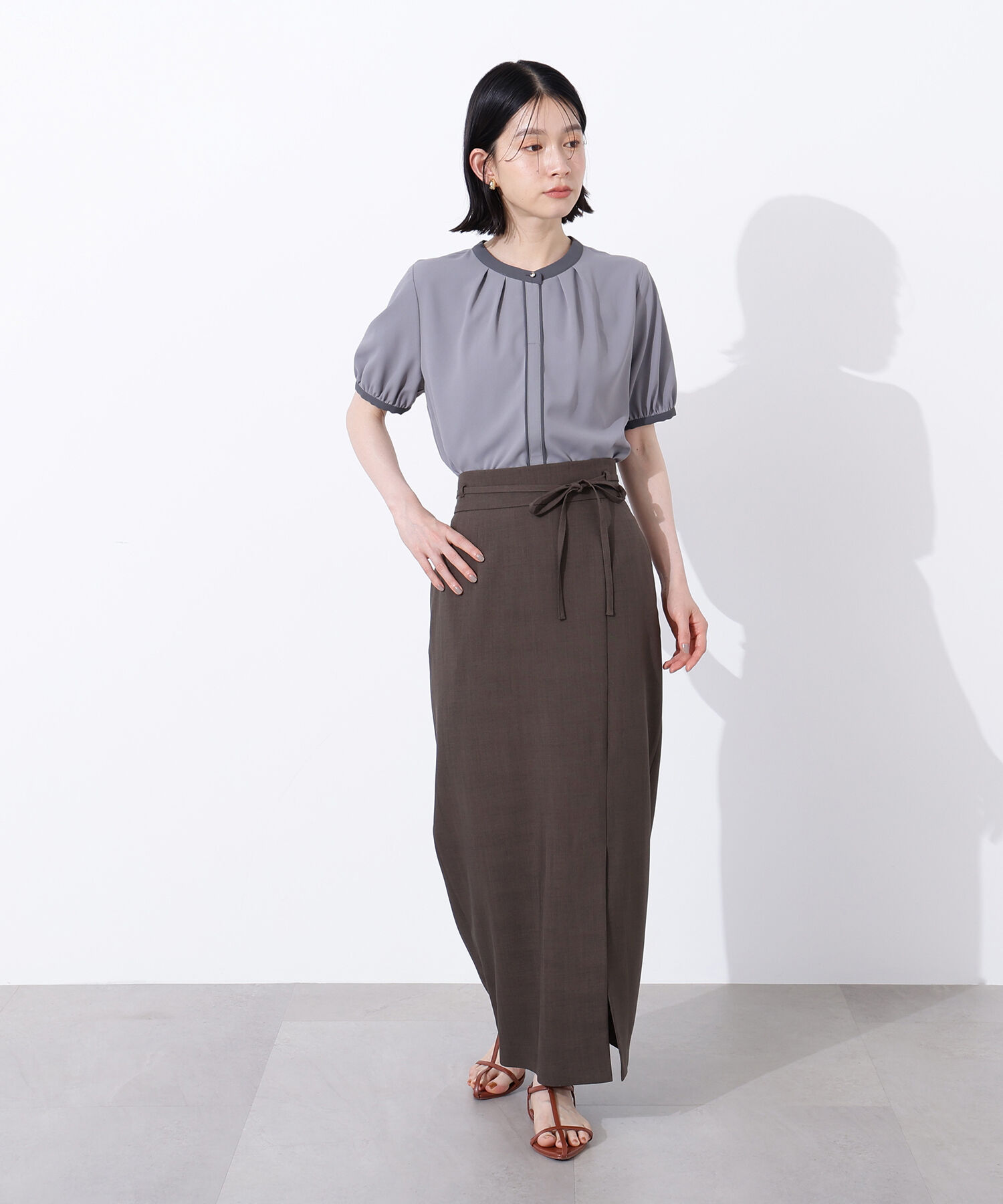  「バイカラートリミングブラウス」|シャツ・ブラウス|