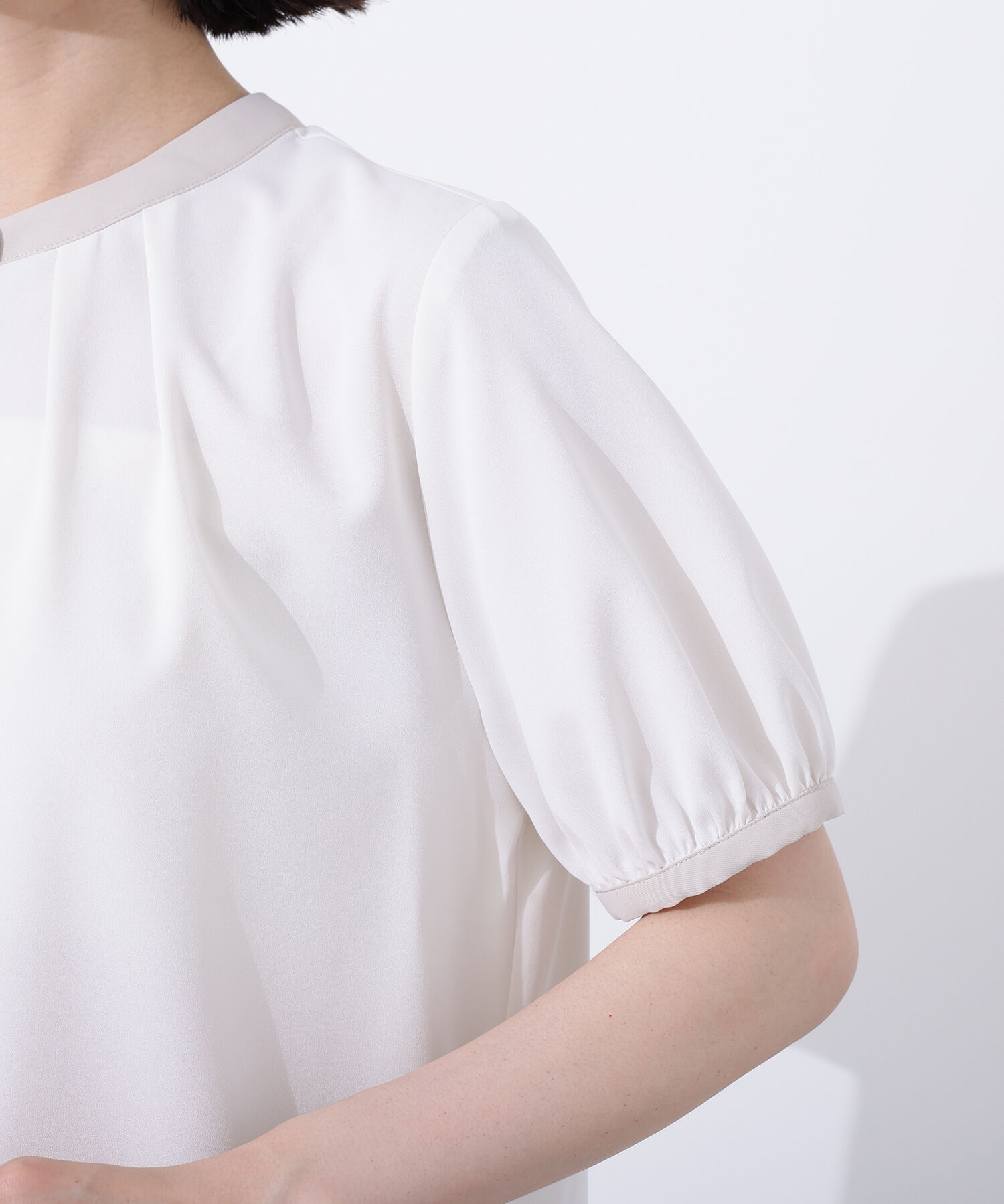  「バイカラートリミングブラウス」|シャツ・ブラウス|