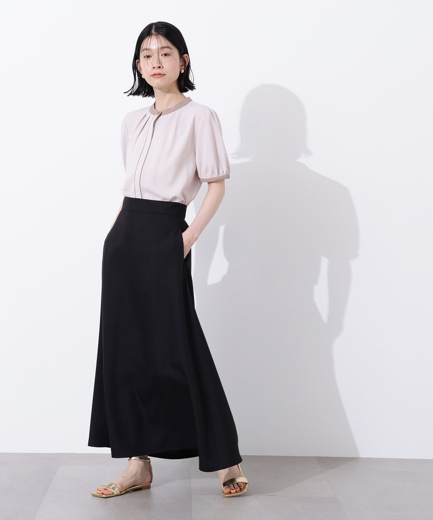  「バイカラートリミングブラウス」|シャツ・ブラウス|