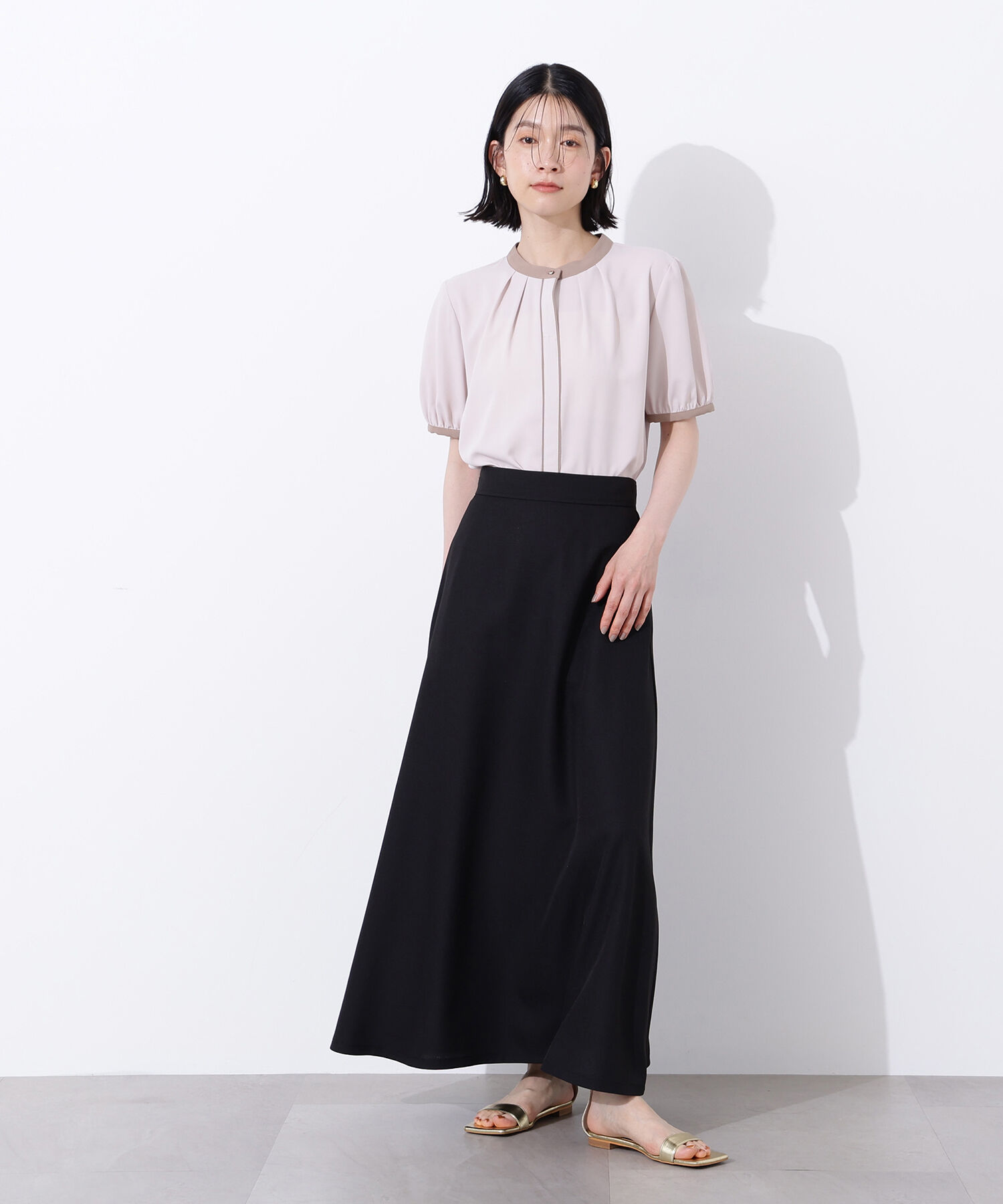  「バイカラートリミングブラウス」|シャツ・ブラウス|