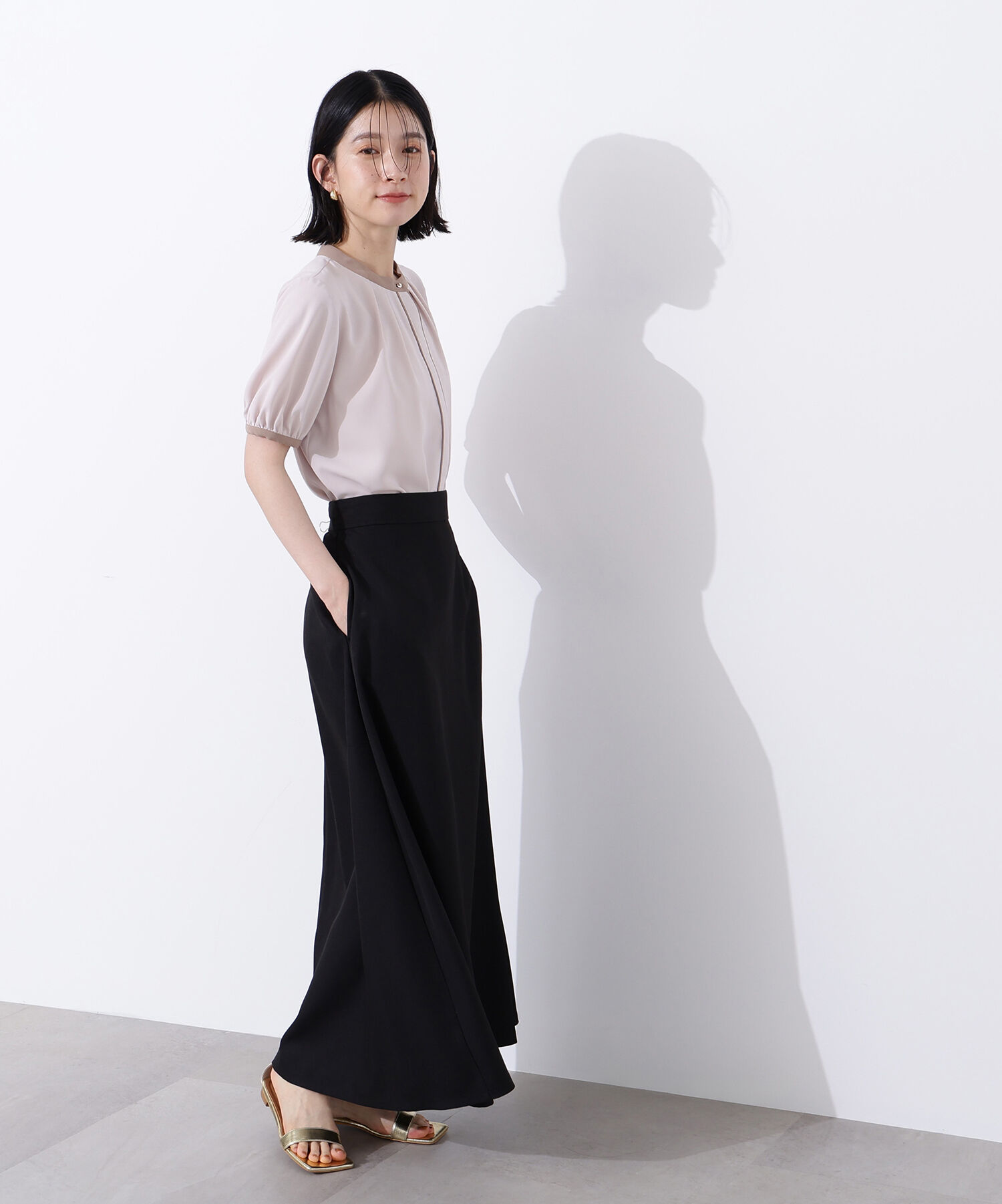  「バイカラートリミングブラウス」|シャツ・ブラウス|