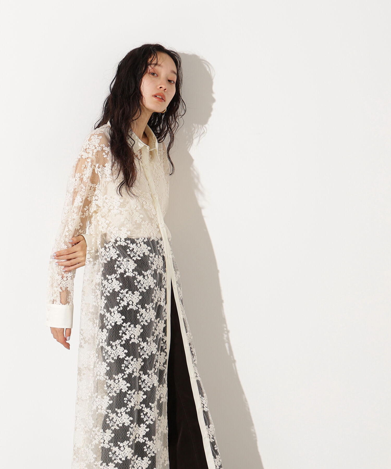  「レースクレリックシャツワンピース」|ワンピース|