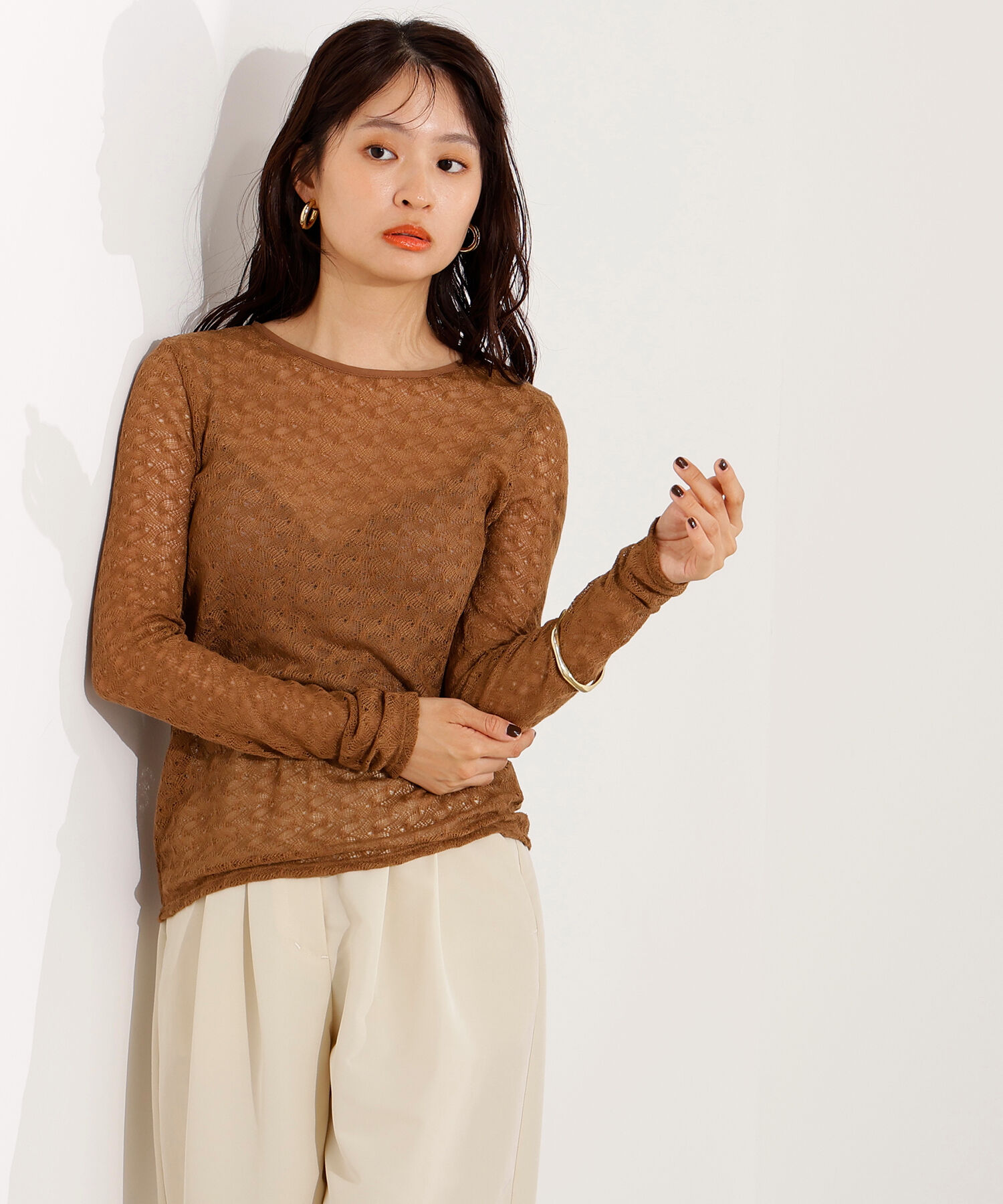  「クルーネックレースカットソー」|Tシャツ・カットソー|