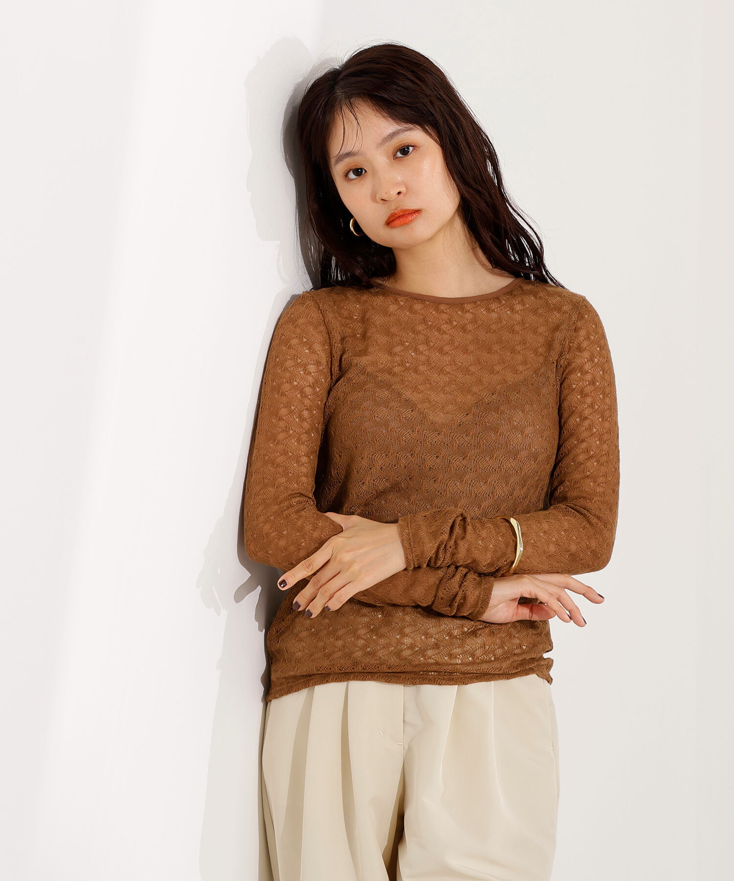  「クルーネックレースカットソー」|Tシャツ・カットソー|