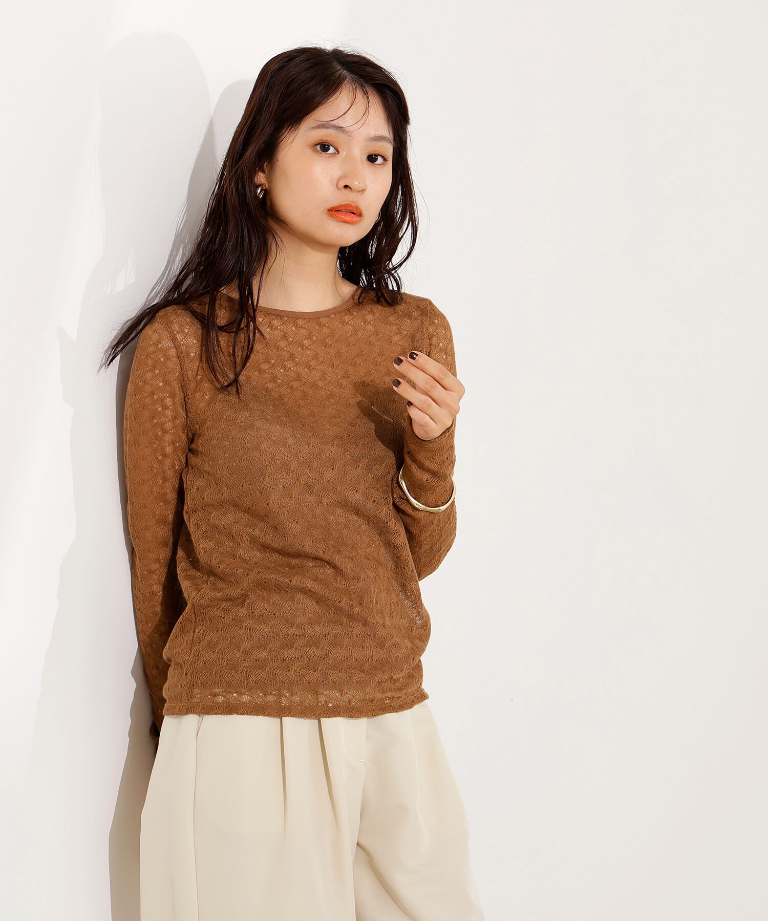  「クルーネックレースカットソー」|Tシャツ・カットソー|