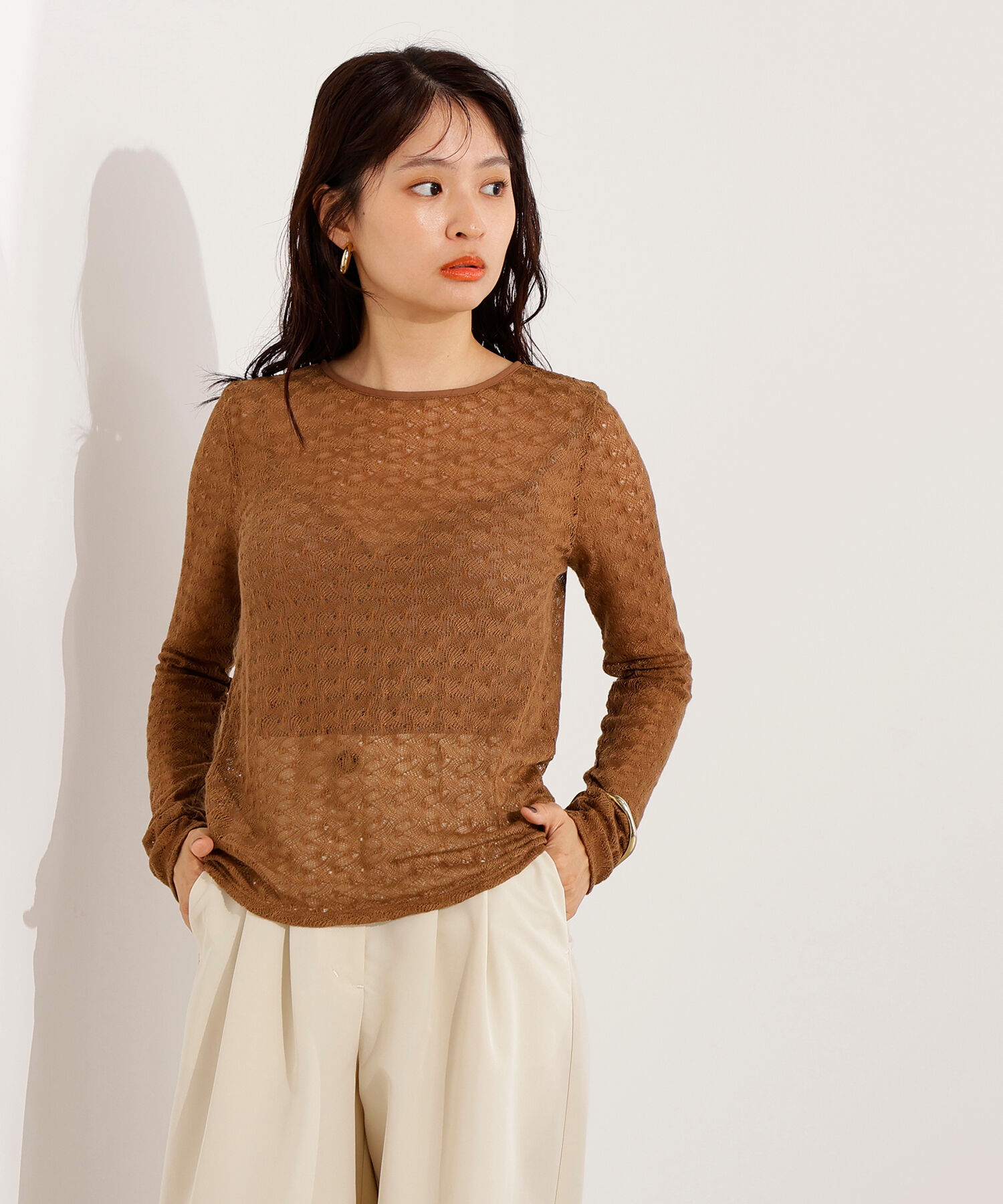  「クルーネックレースカットソー」|Tシャツ・カットソー|