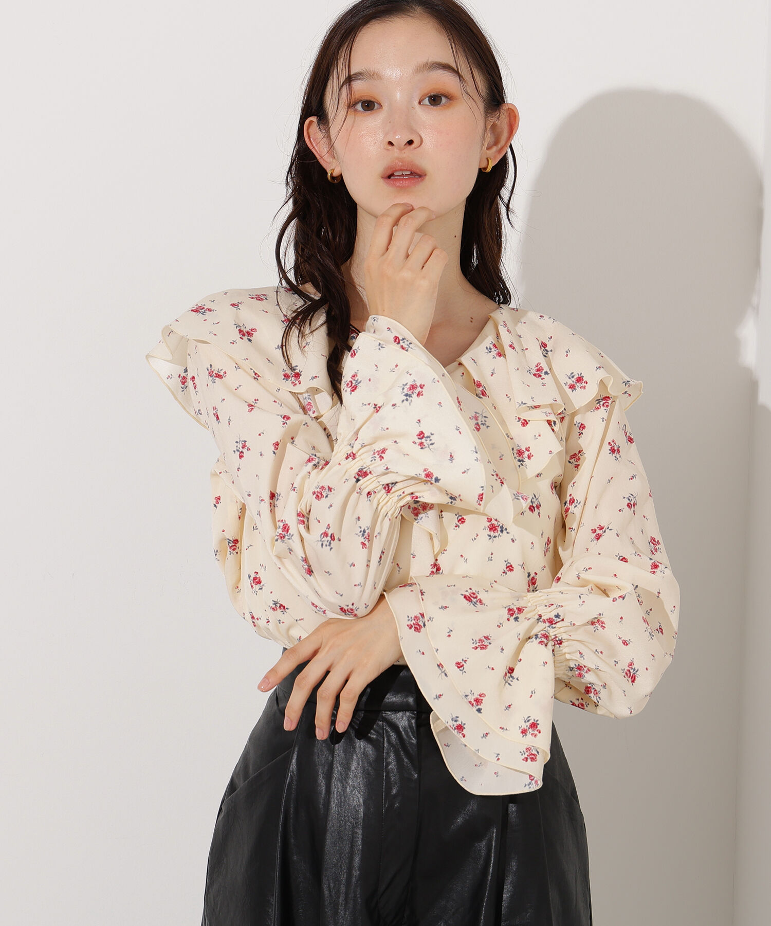  「プリントラッフルブラウス」|シャツ・ブラウス|