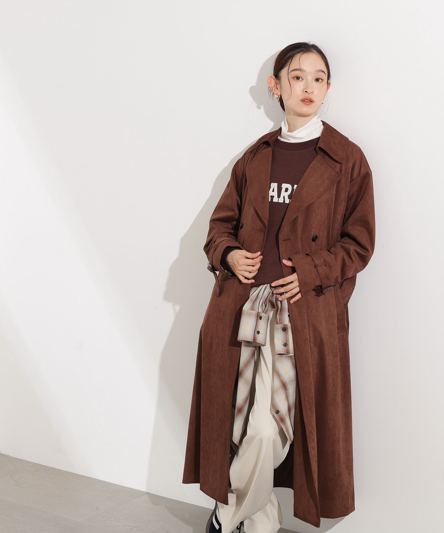  「フェイクスウェードロングトレンチコート」|その他|