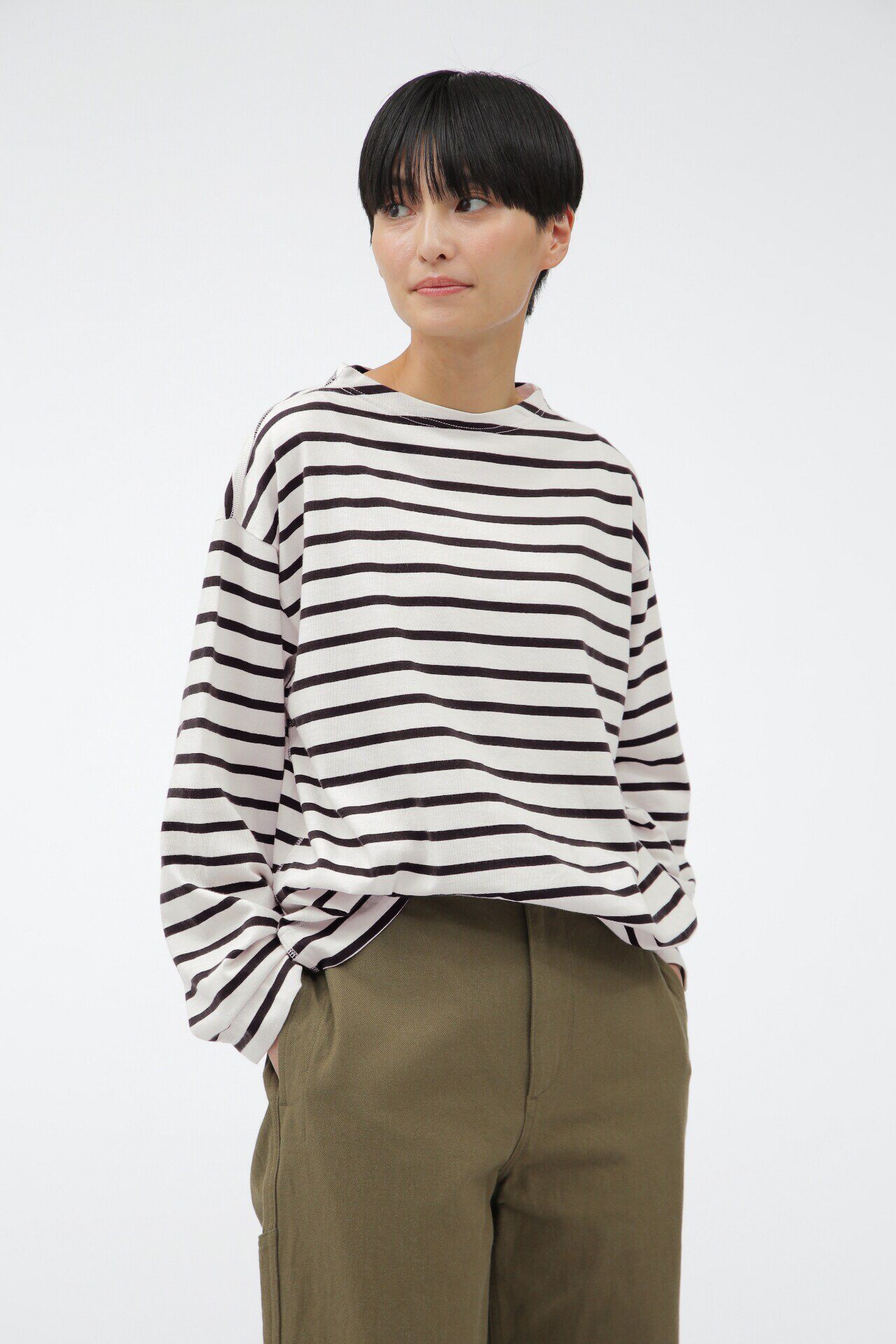 MHL.「SMOOTH COTTON JERSEY」|Tシャツ・カットソー|WHITE/BLACK4