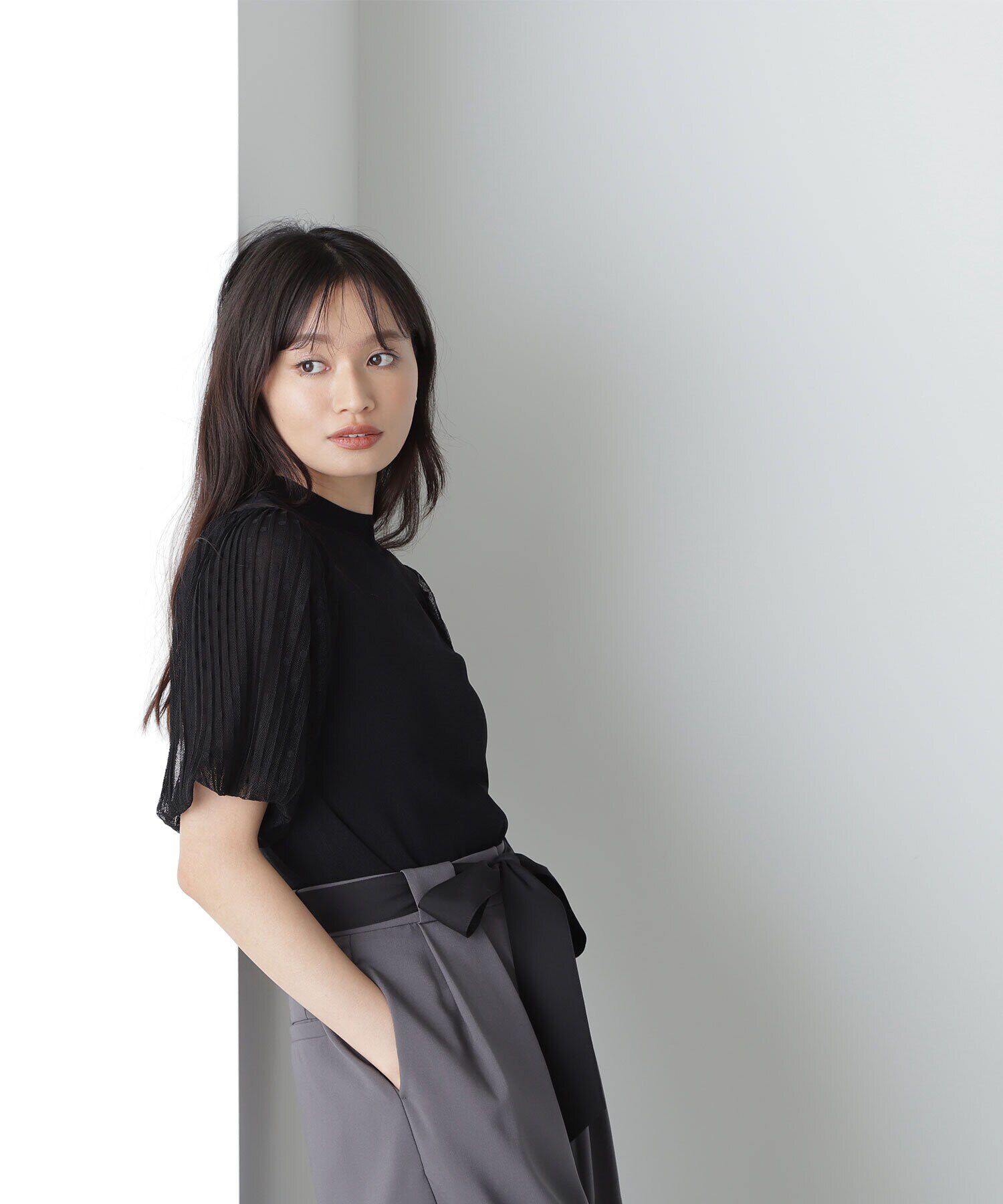  「ドットチュールスリーブニット」|ニット・セーター|