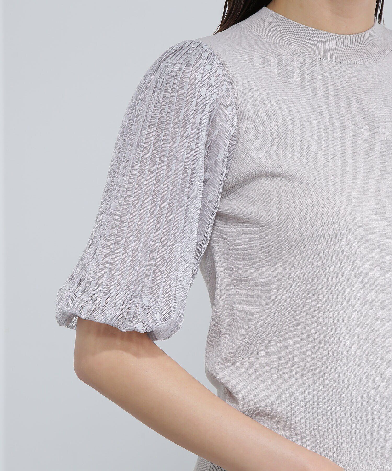  「ドットチュールスリーブニット」|ニット・セーター|