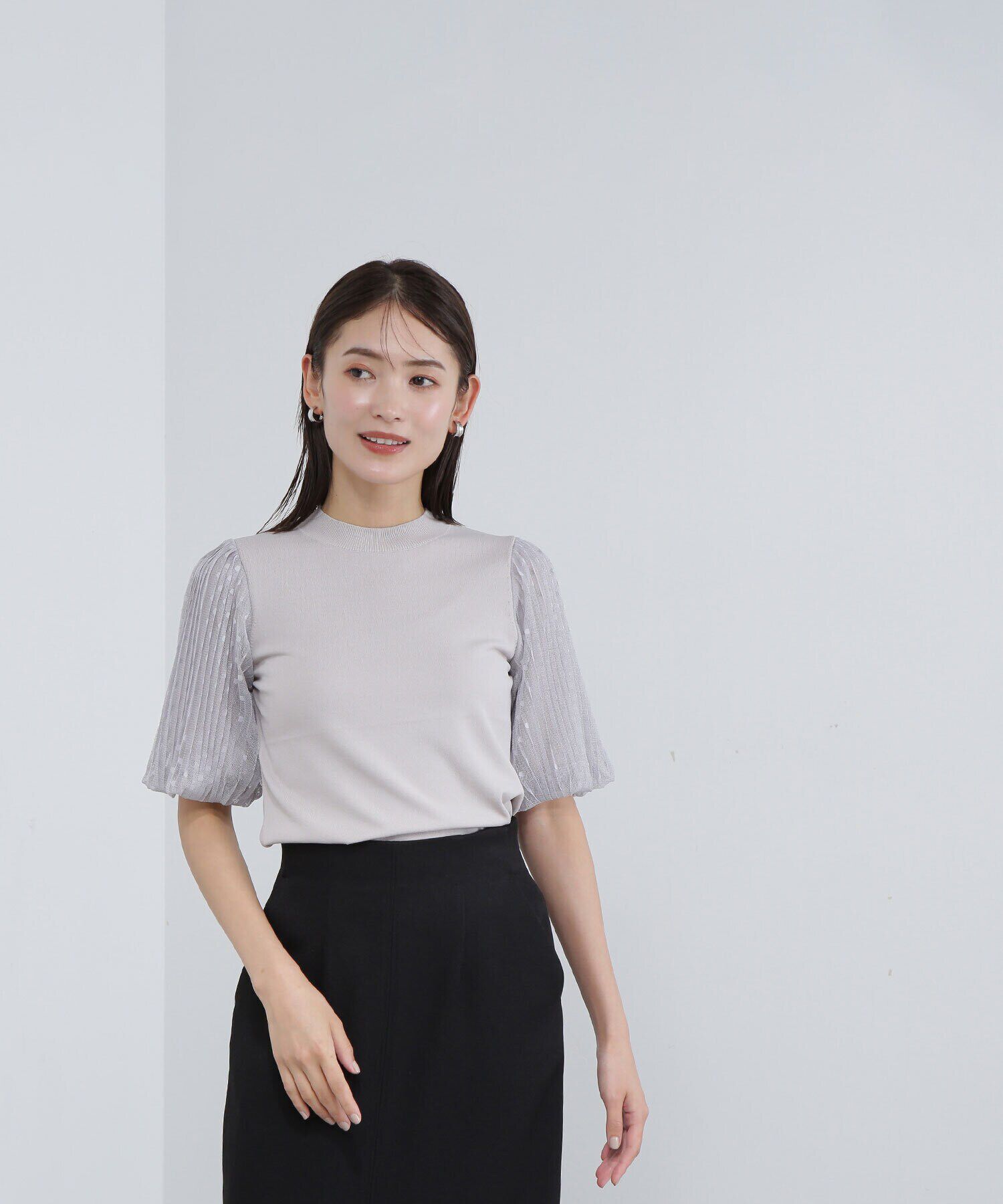  「ドットチュールスリーブニット」|ニット・セーター|