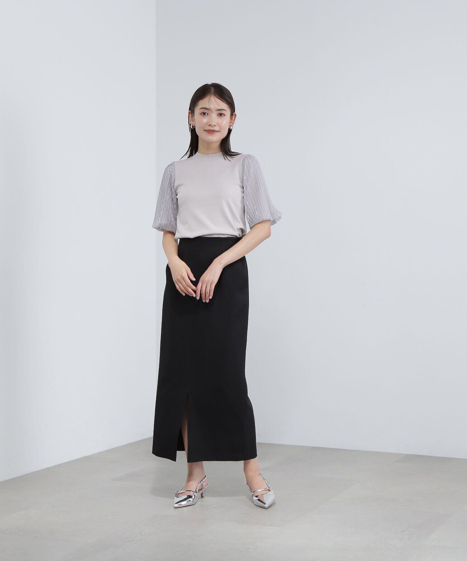  「ドットチュールスリーブニット」|ニット・セーター|