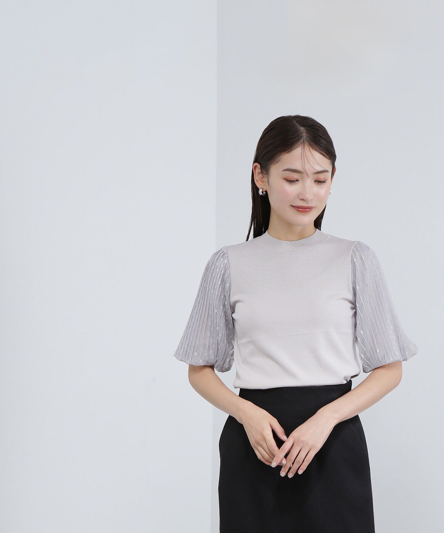  「ドットチュールスリーブニット」|ニット・セーター|