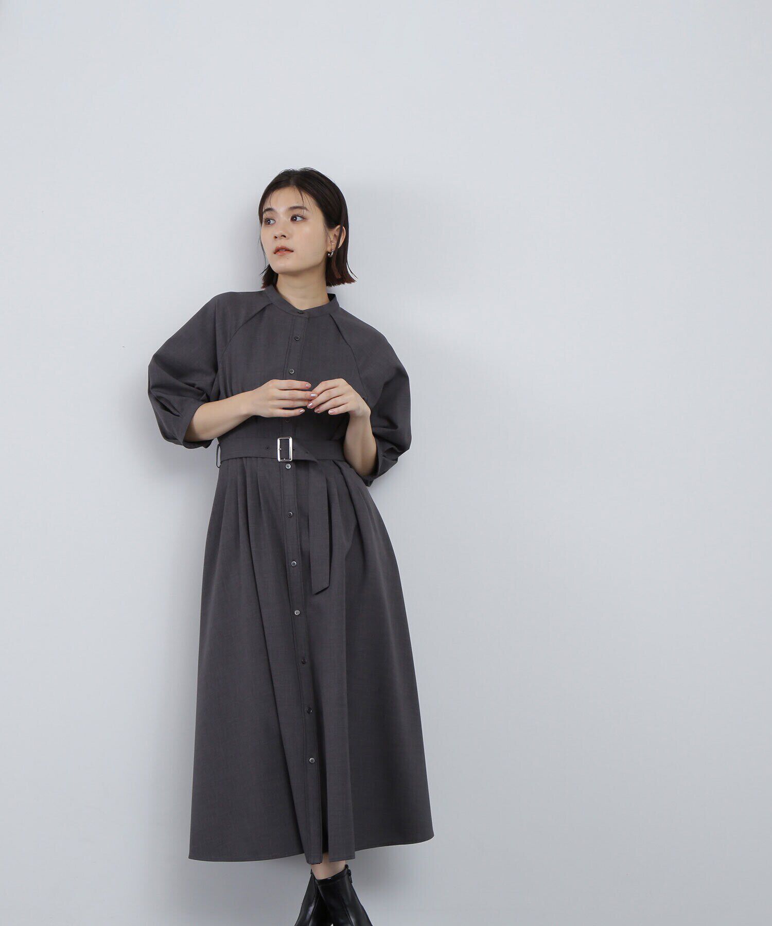  「ベルテッドフォルムスリーブワンピース」|ワンピース|