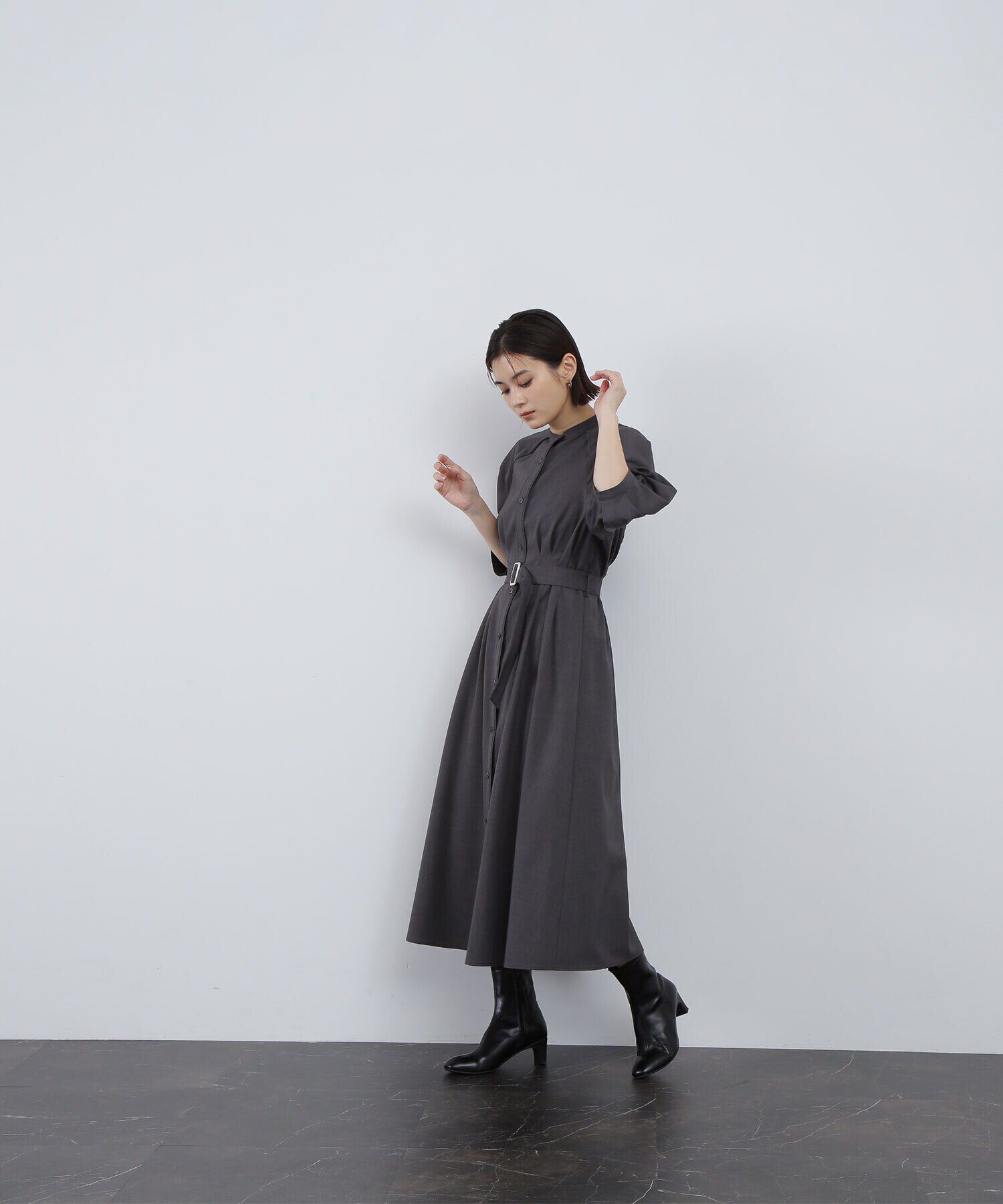  「ベルテッドフォルムスリーブワンピース」|ワンピース|