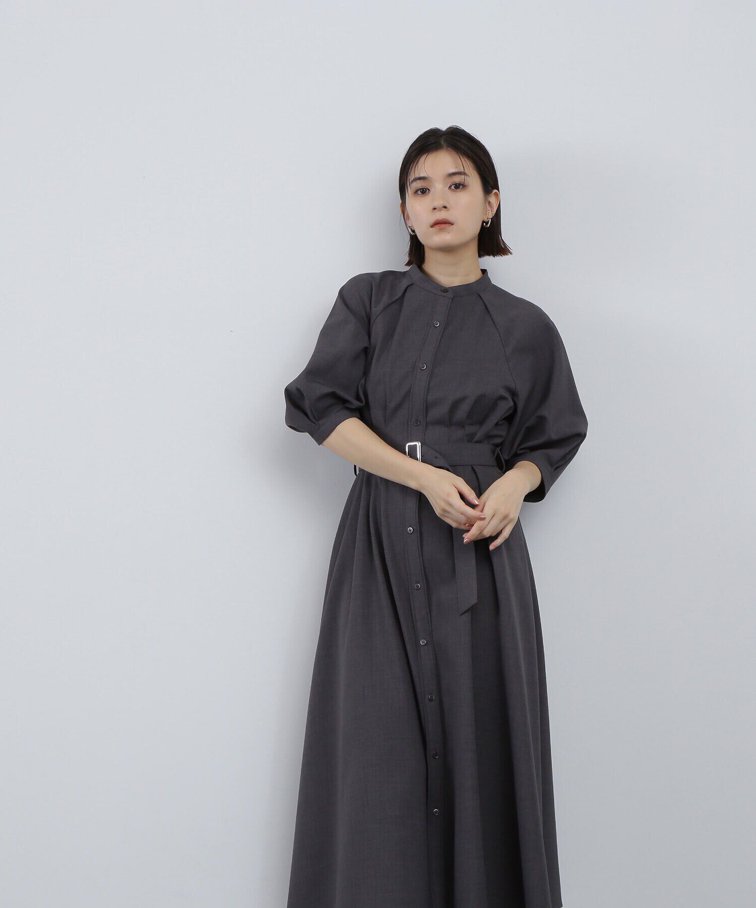  「ベルテッドフォルムスリーブワンピース」|ワンピース|