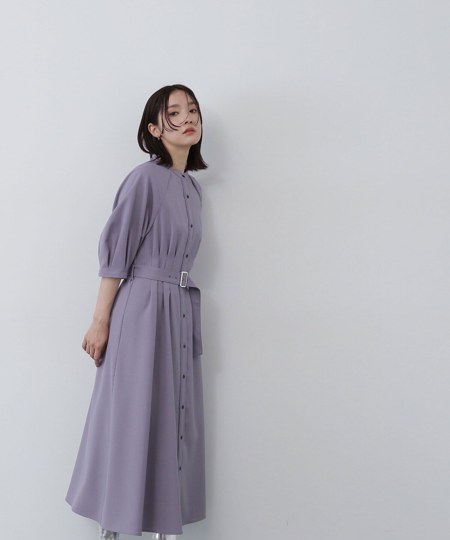  「ベルテッドフォルムスリーブワンピース」|ワンピース|ラベンダー