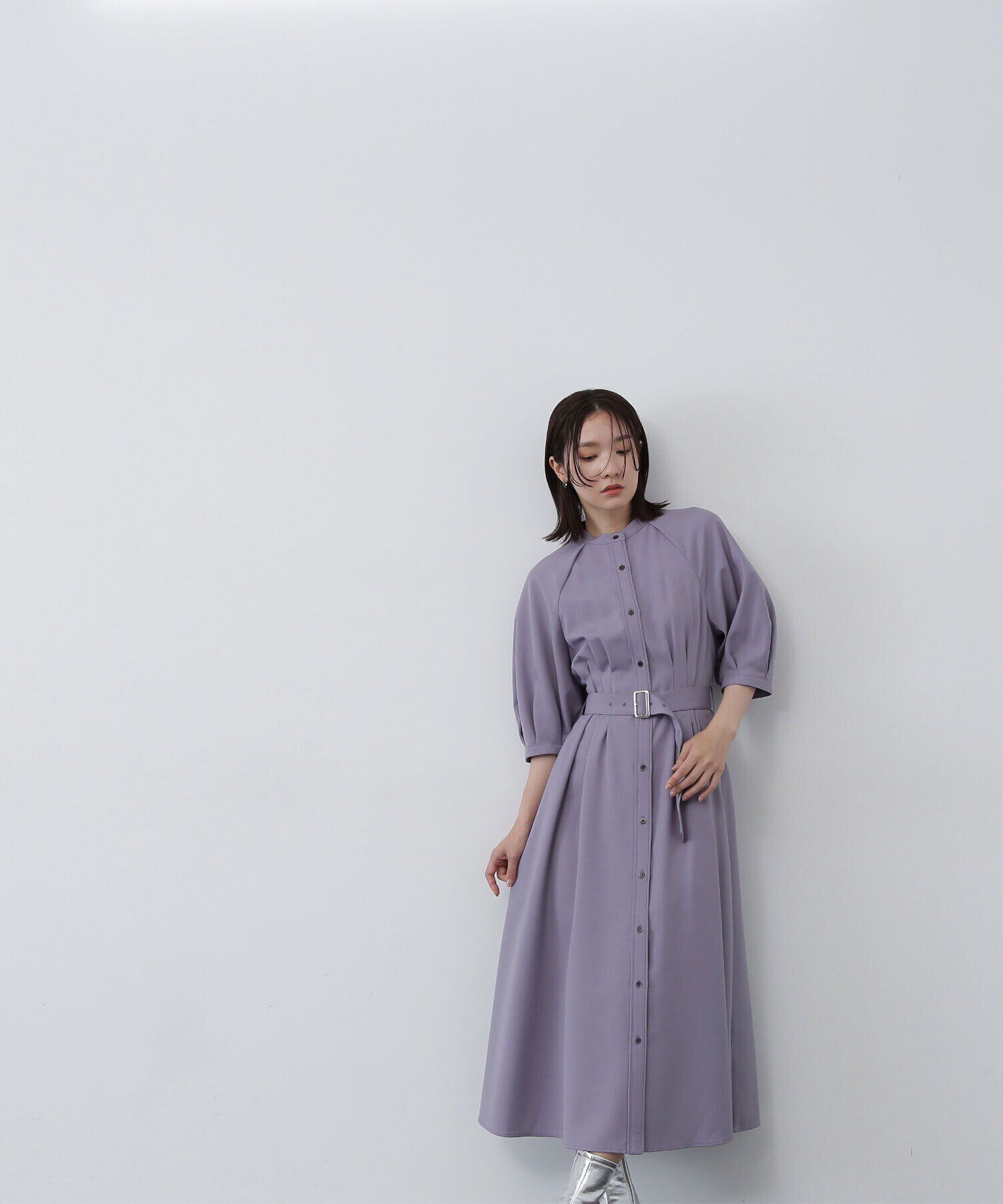  「ベルテッドフォルムスリーブワンピース」|ワンピース|