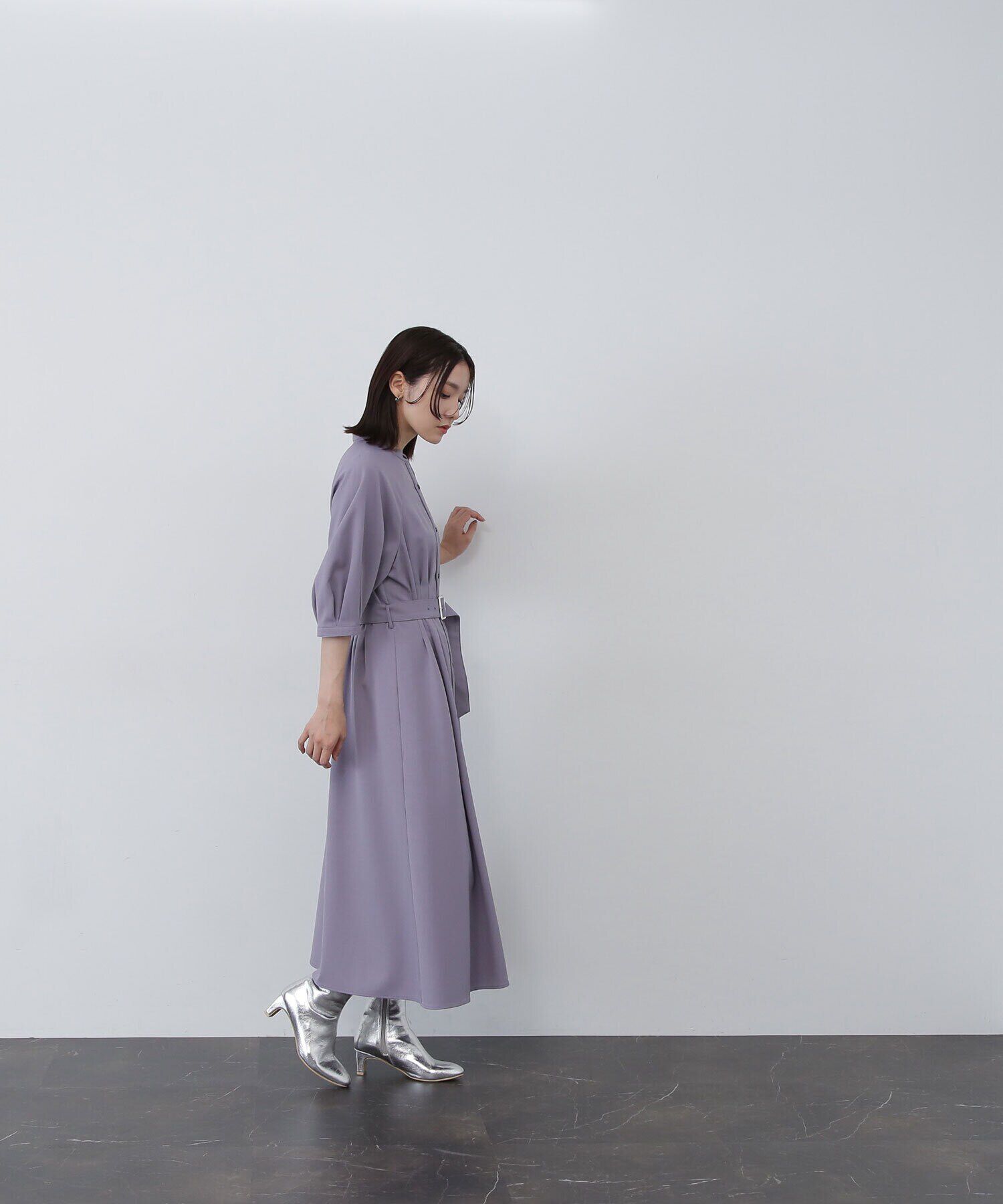  「ベルテッドフォルムスリーブワンピース」|ワンピース|