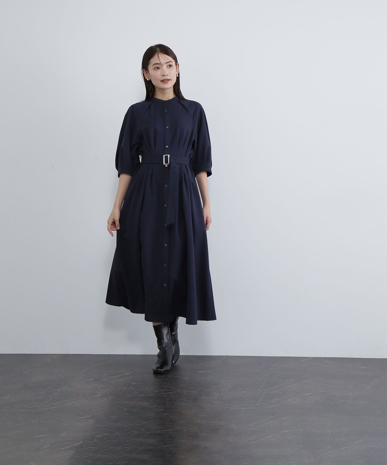  「ベルテッドフォルムスリーブワンピース」|ワンピース|