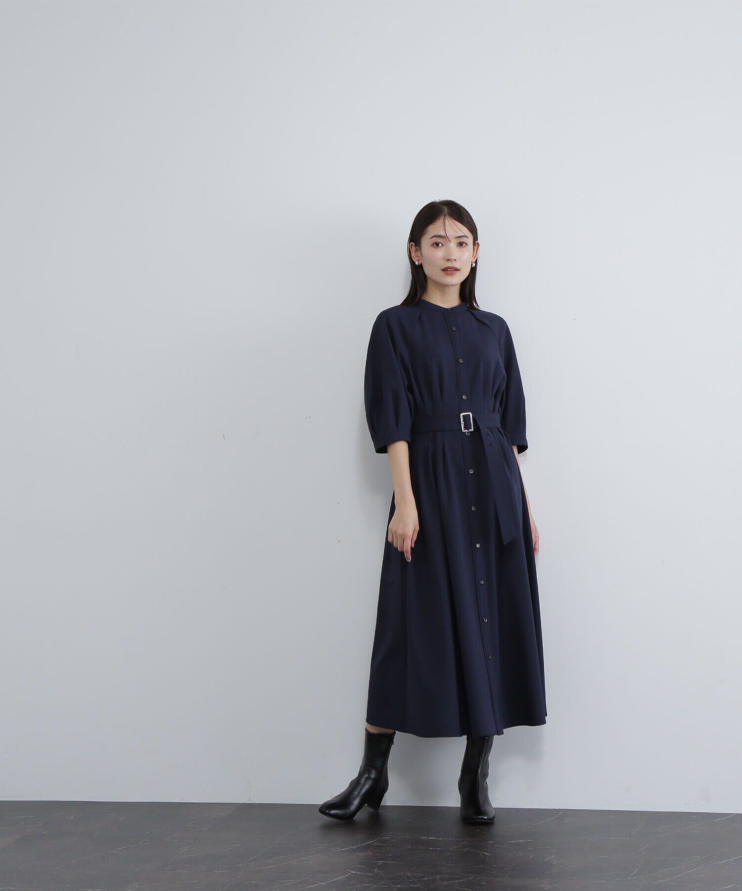  「ベルテッドフォルムスリーブワンピース」|ワンピース|