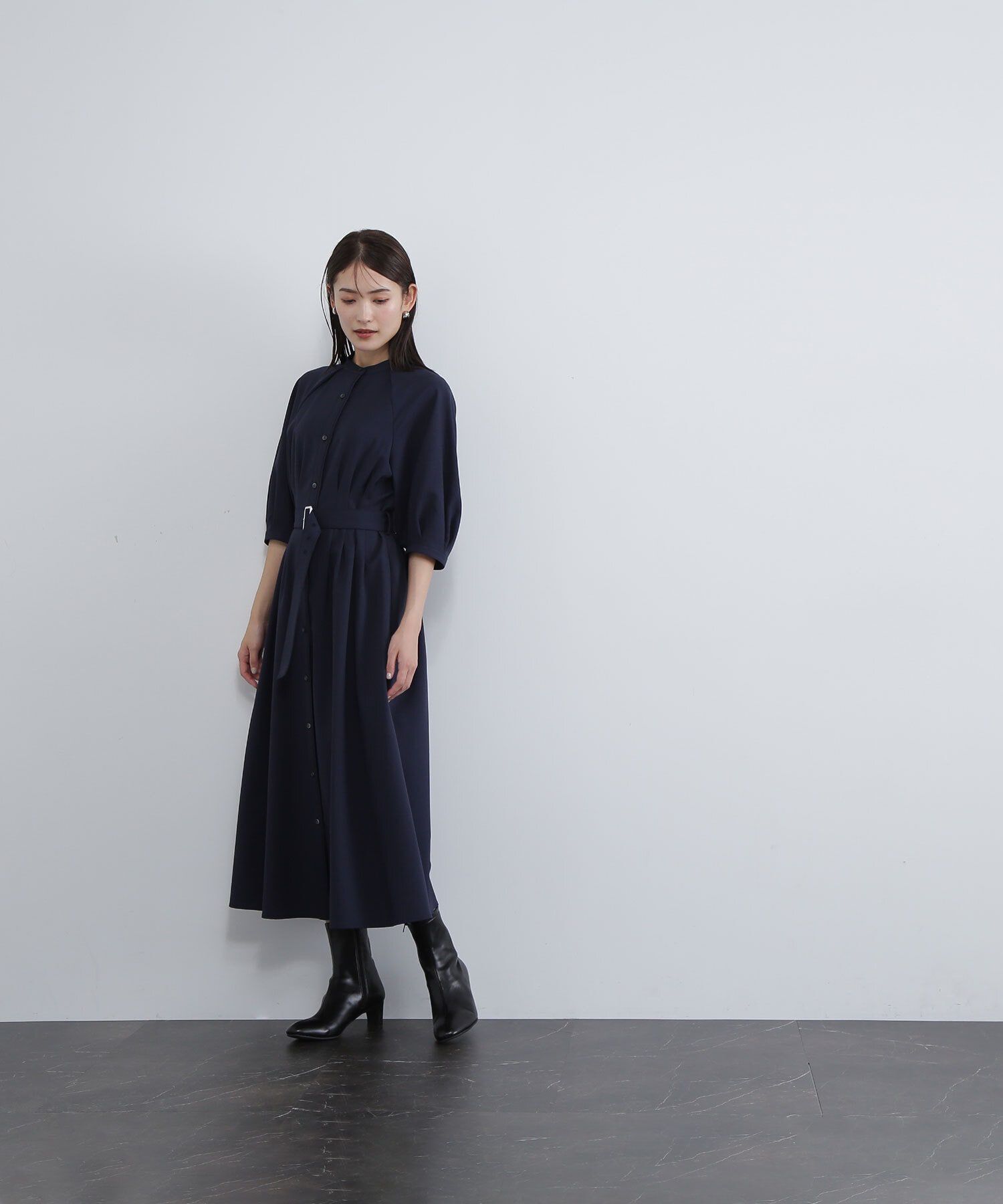  「ベルテッドフォルムスリーブワンピース」|ワンピース|