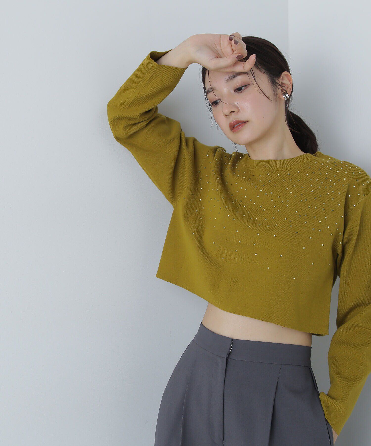  「ホットフィットショートニット　24AW」|ニット・セーター|オリーブグリ 1
