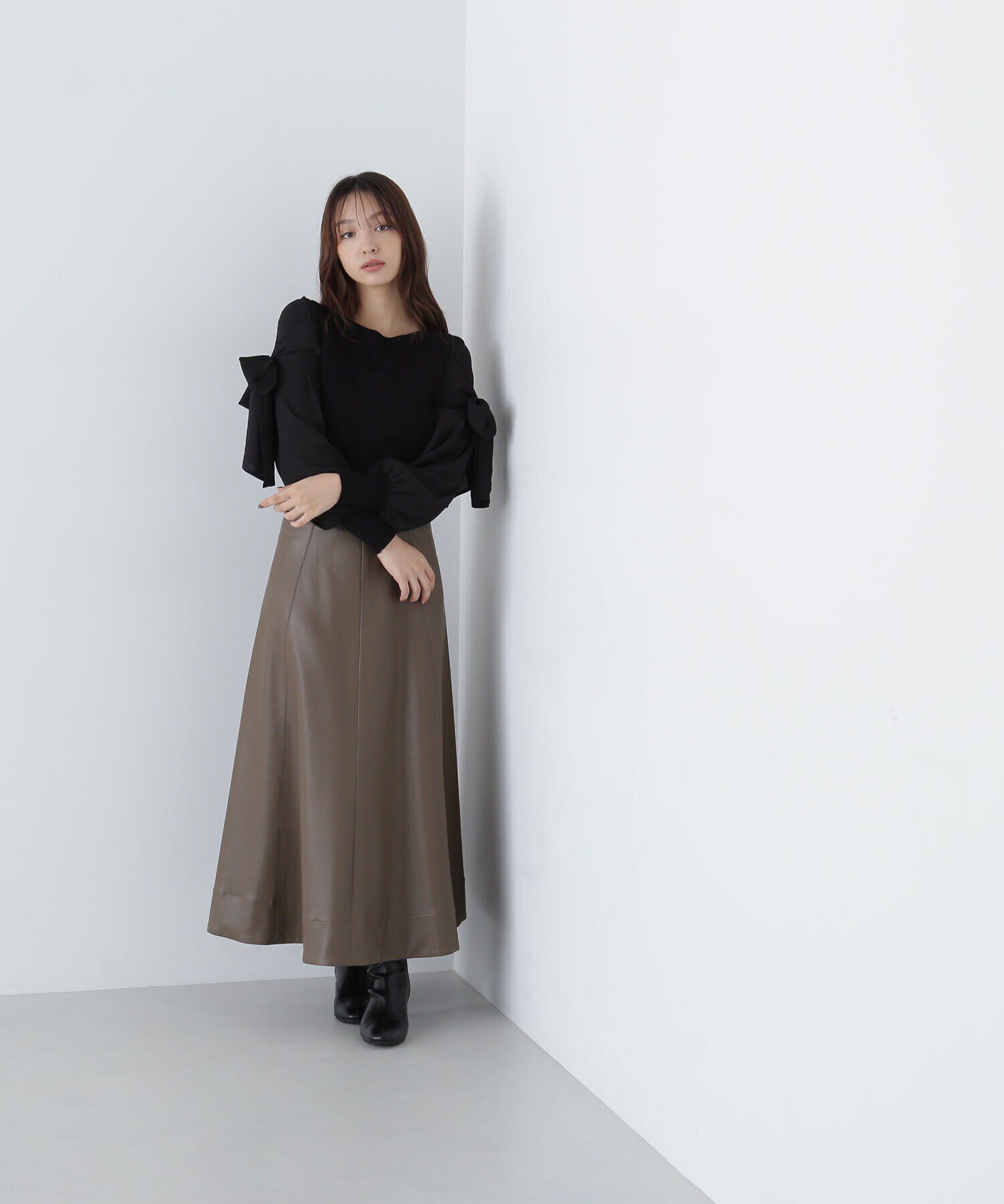  「リボンスリーブドッキングニット　24AW」|ニット・セーター|