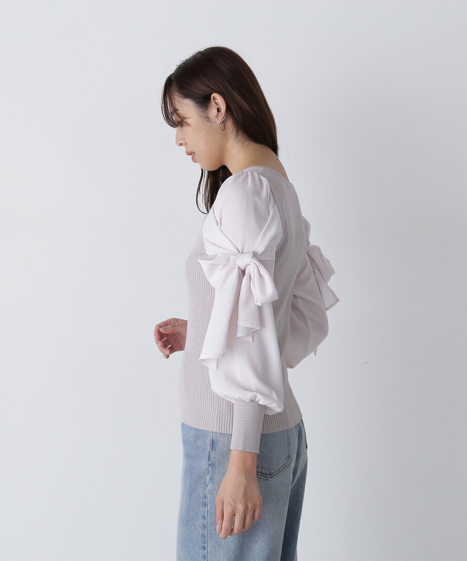  「リボンスリーブドッキングニット　24AW」|ニット・セーター|