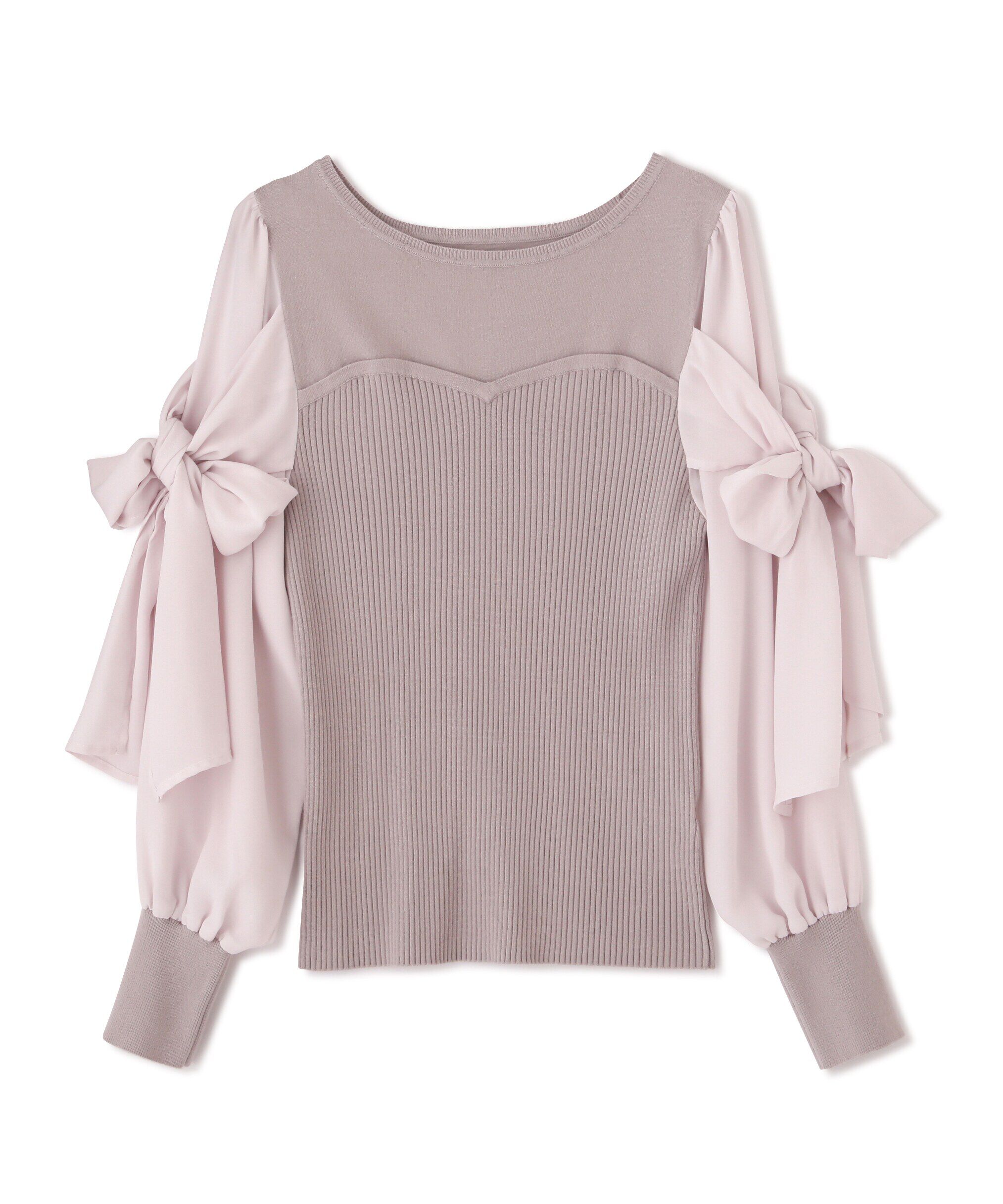  「リボンスリーブドッキングニット　24AW」|ニット・セーター|