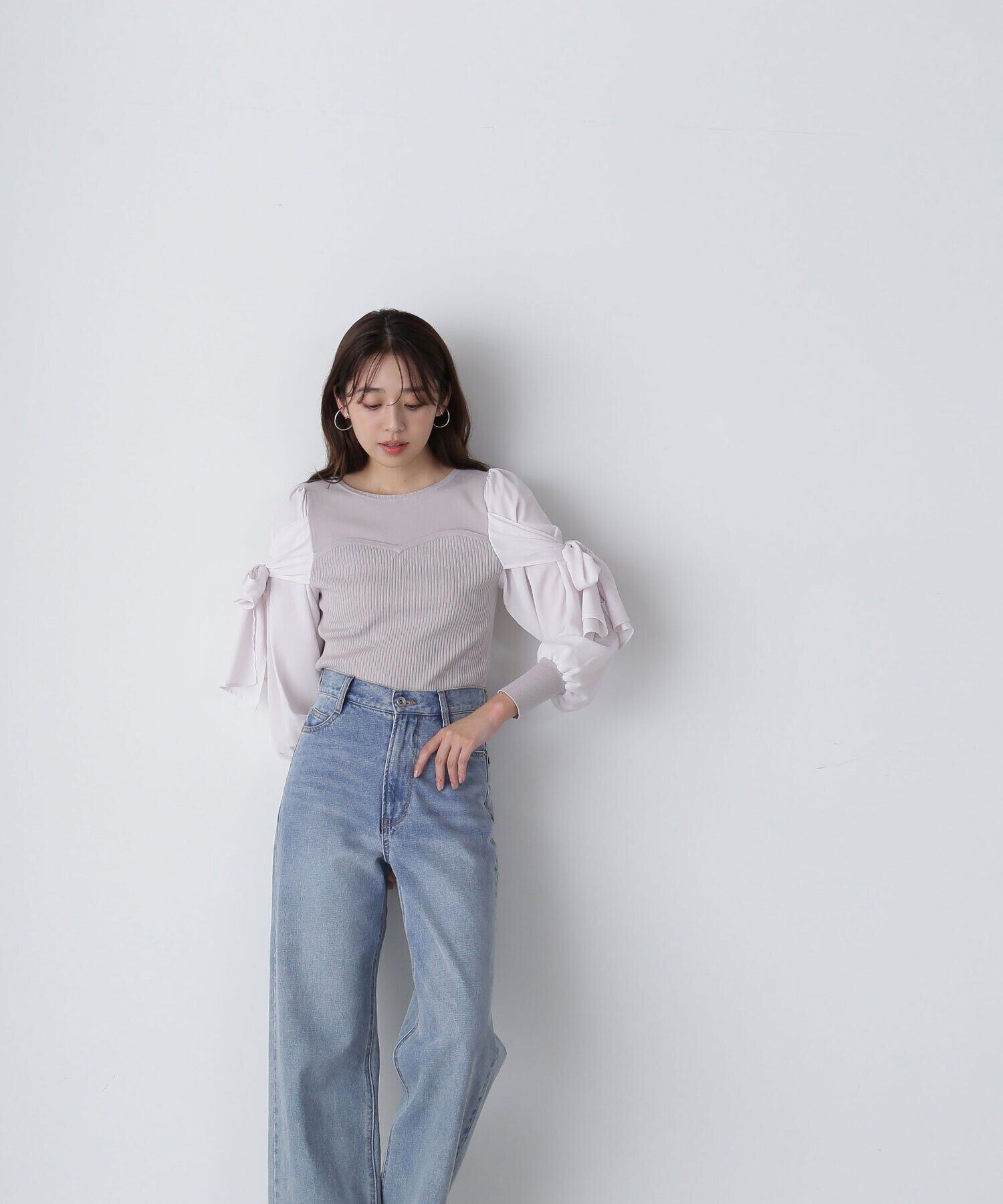  「リボンスリーブドッキングニット　24AW」|ニット・セーター|