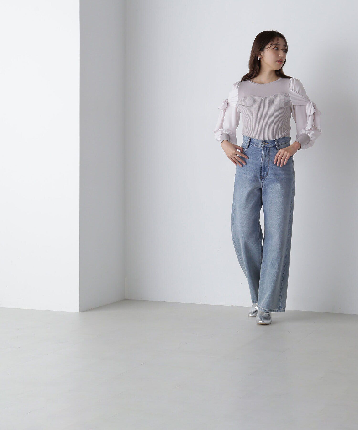  「リボンスリーブドッキングニット　24AW」|ニット・セーター|