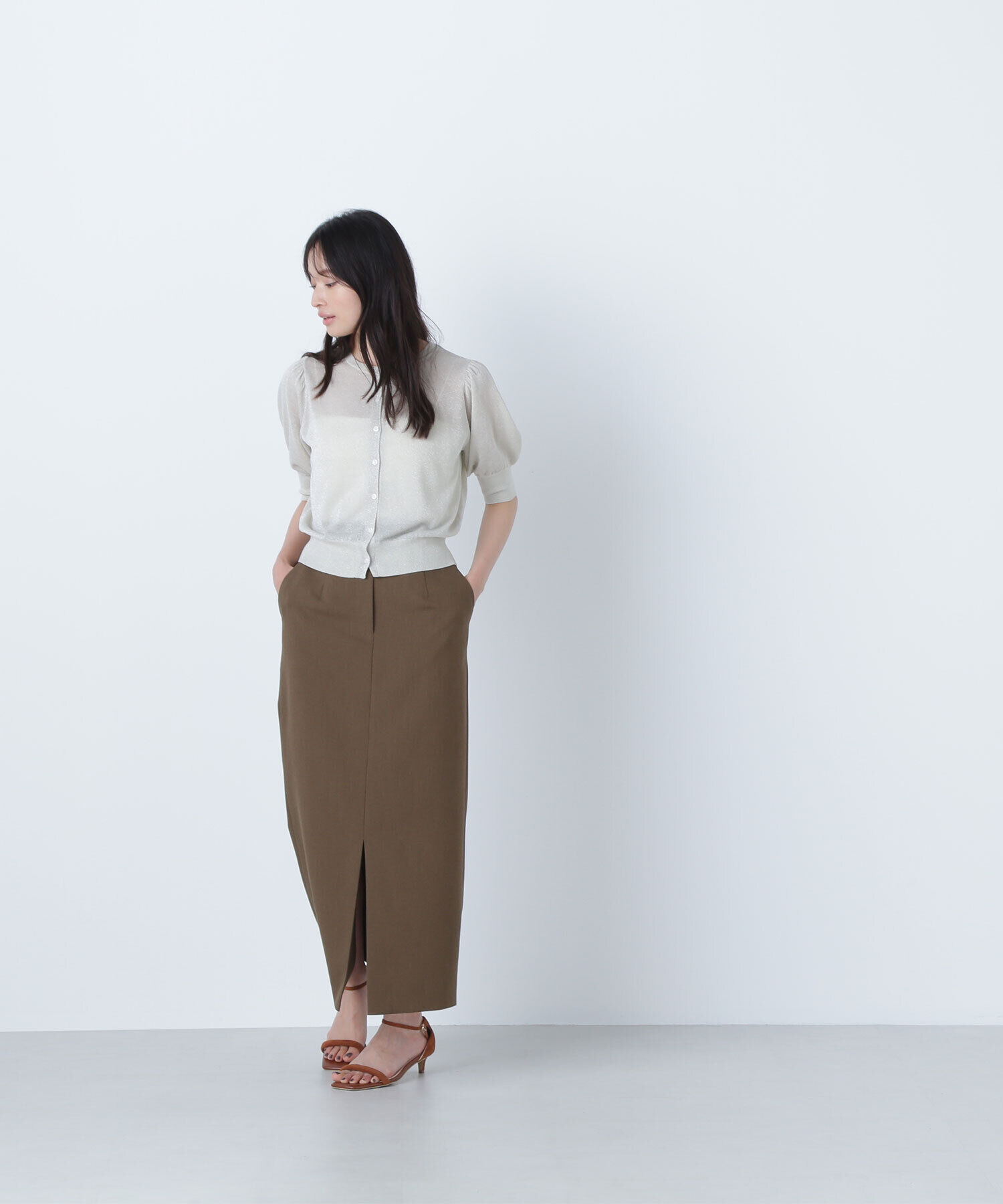  「ハーフスリーブラメカーディガン」|ニット・セーター|