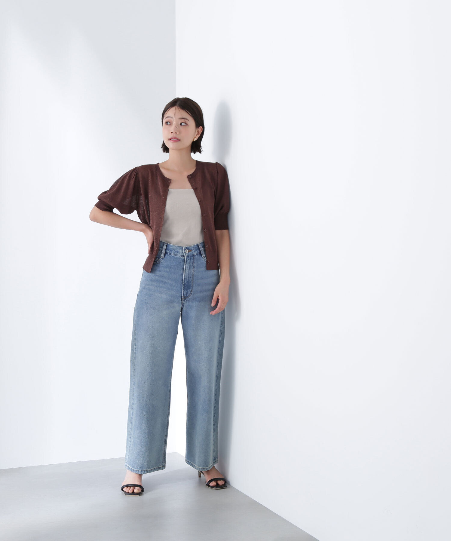  「ハーフスリーブラメカーディガン」|ニット・セーター|