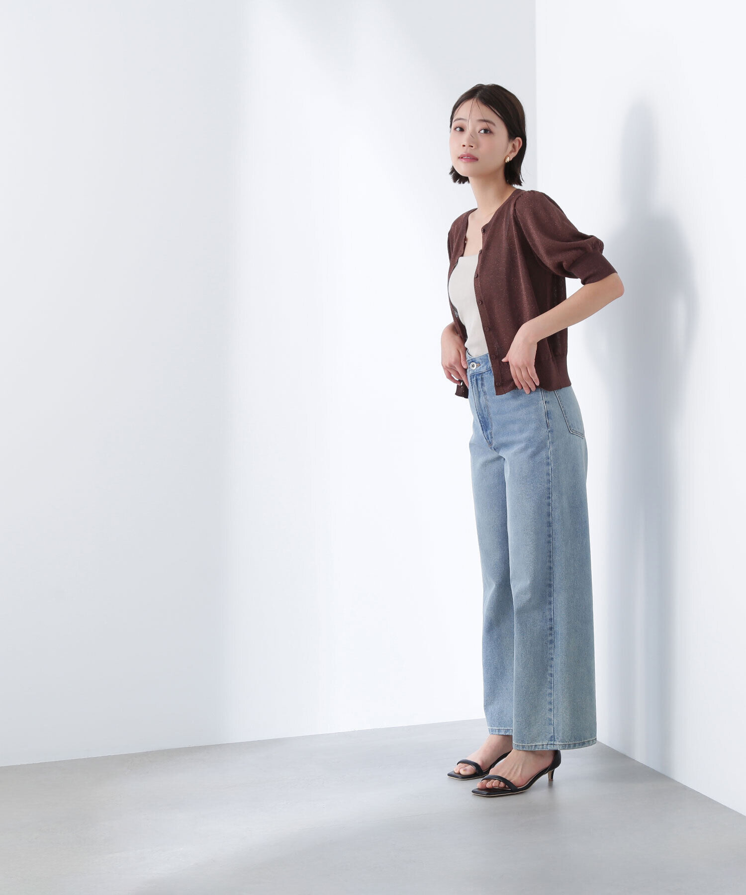  「ハーフスリーブラメカーディガン」|ニット・セーター|