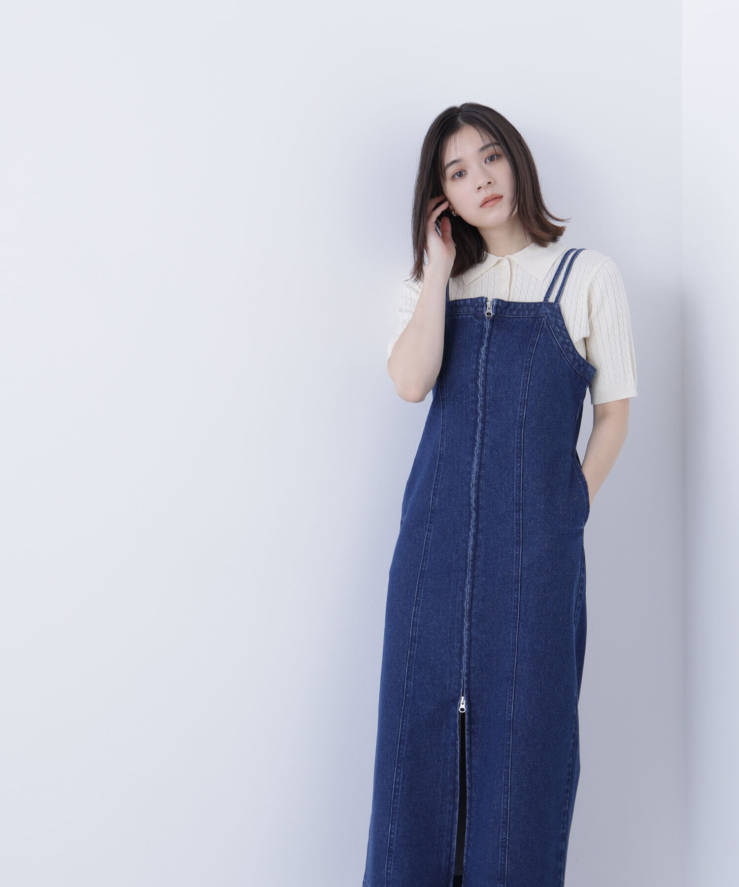  「デニムナローキャミワンピース」|ワンピース|