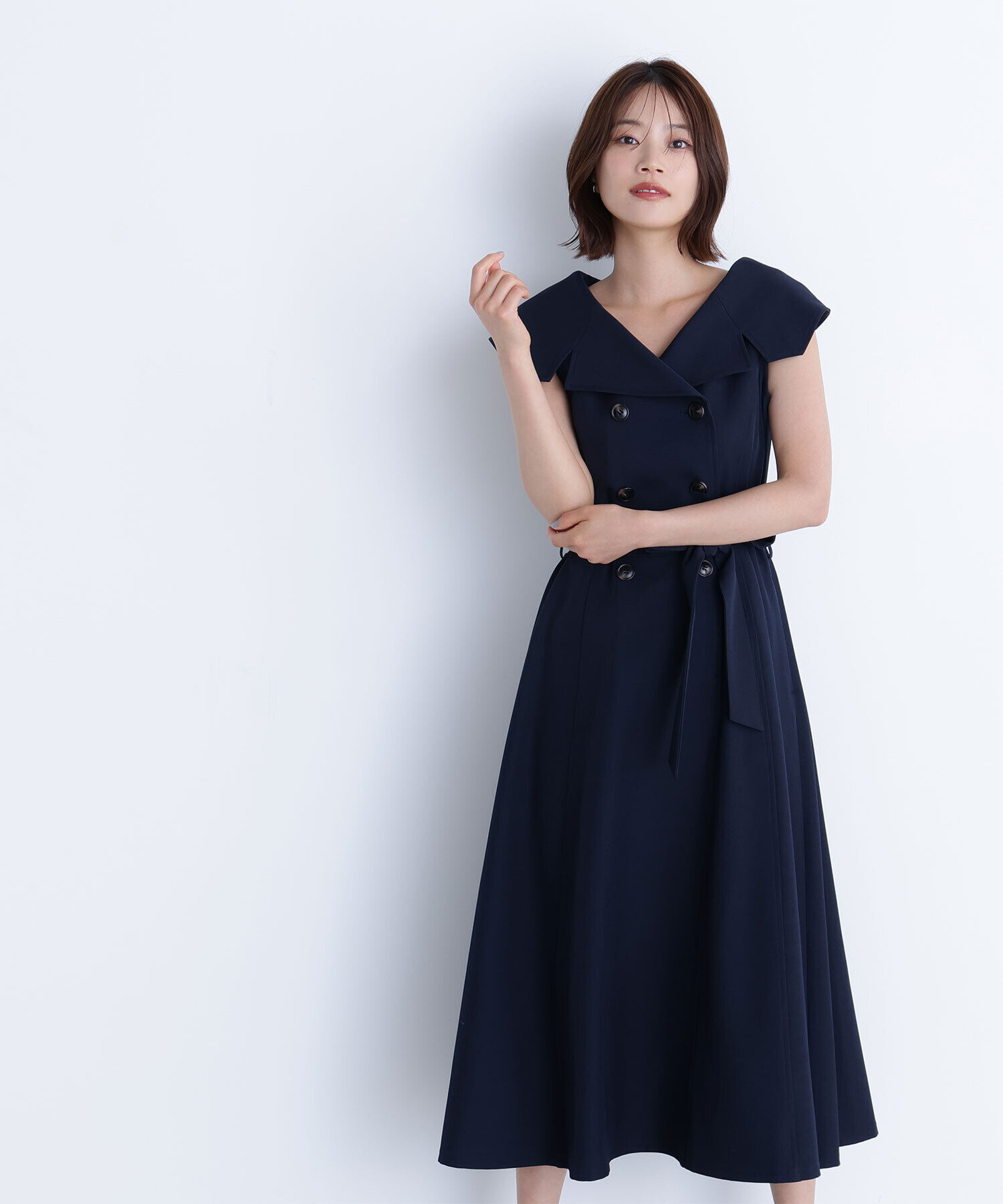  「トレンチディテールワンピース」|ワンピース|ネイビー