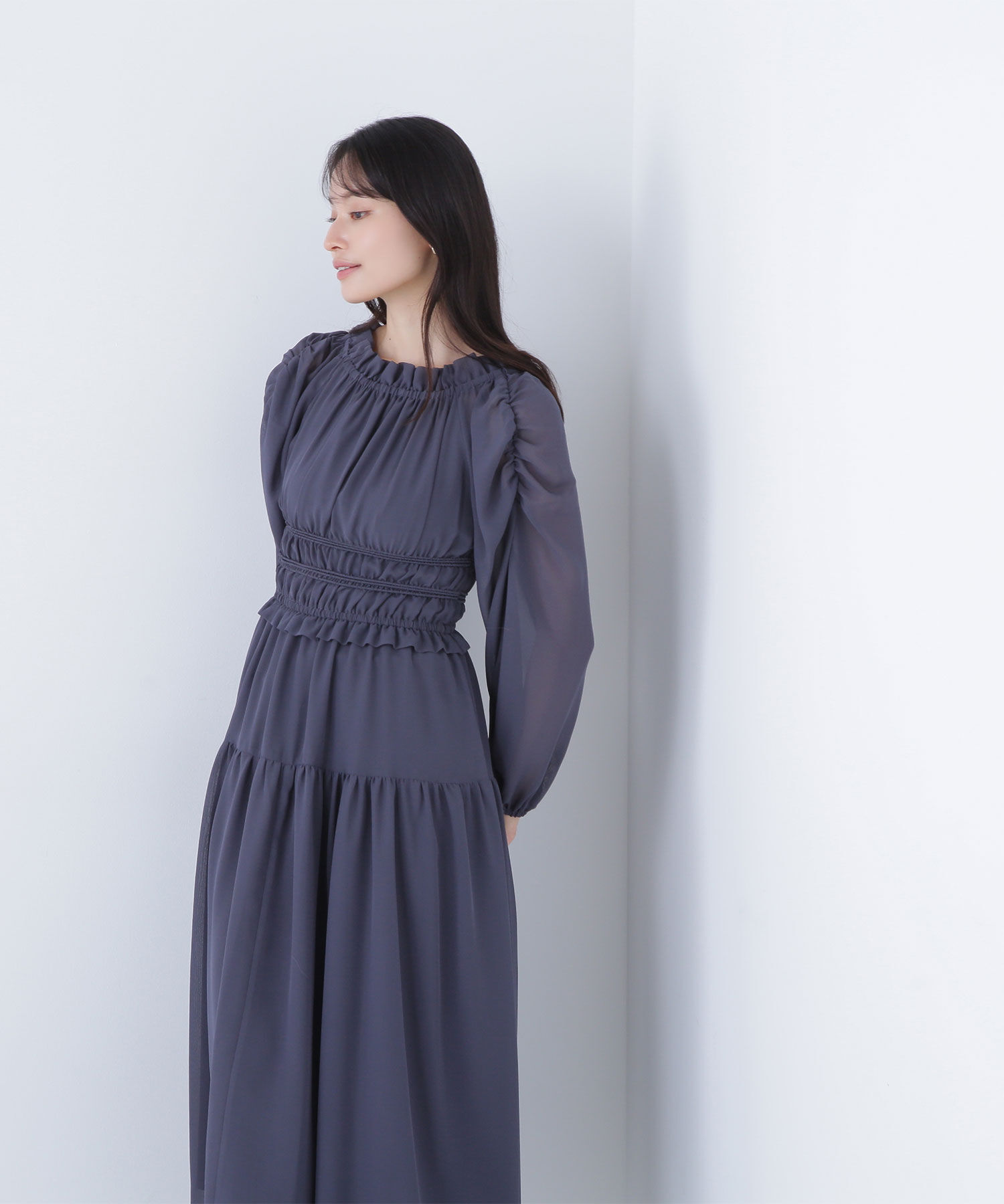  「シャーリングシアーワンピース」|ワンピース|