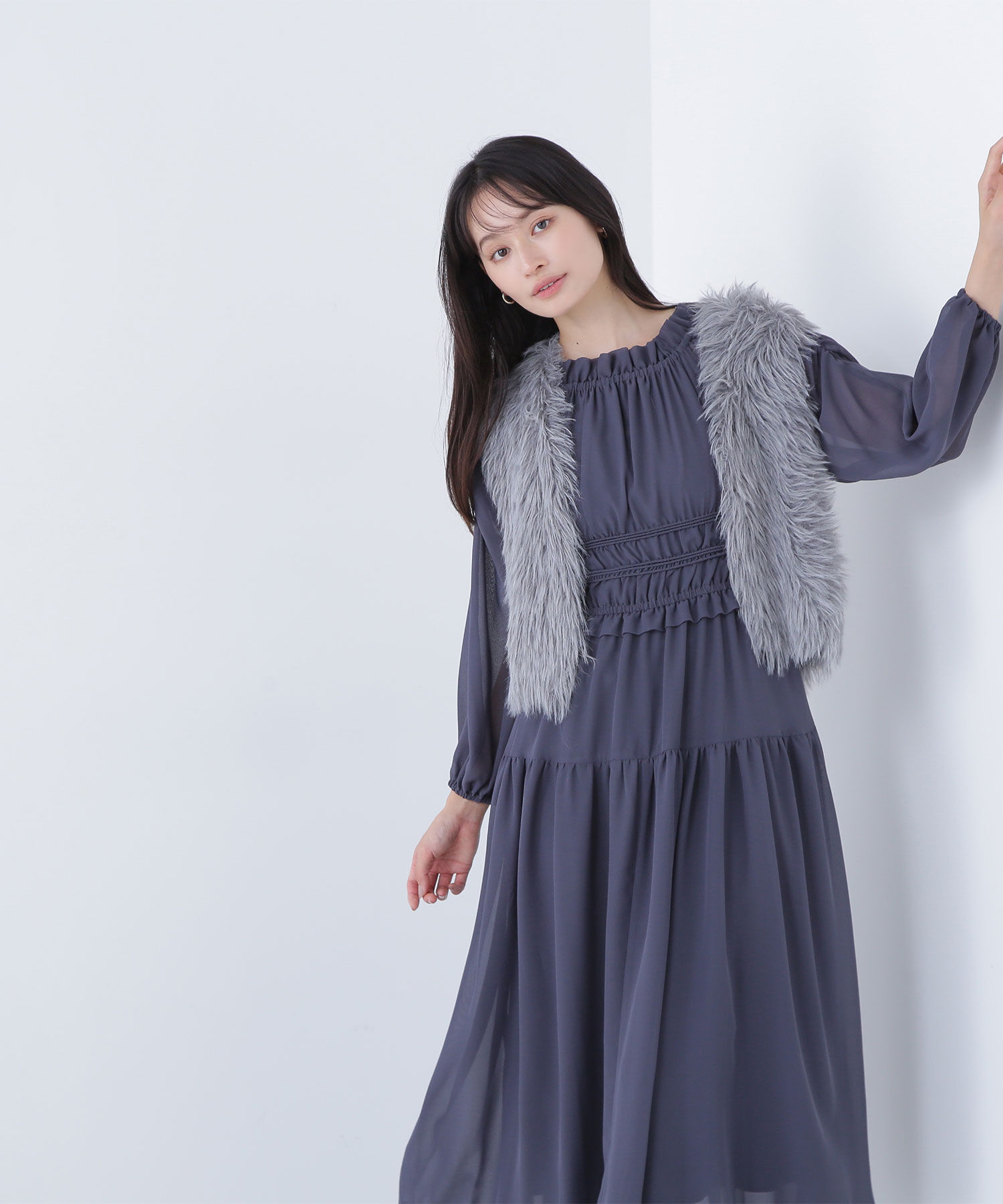  「シャーリングシアーワンピース」|ワンピース|