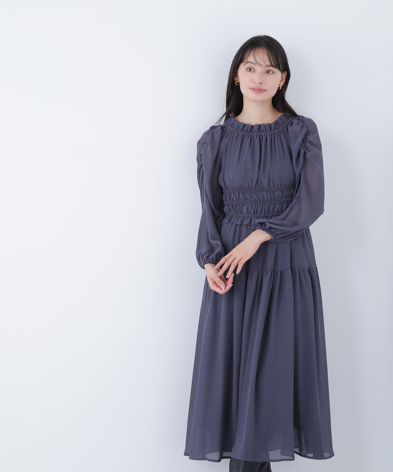  「シャーリングシアーワンピース」|ワンピース|