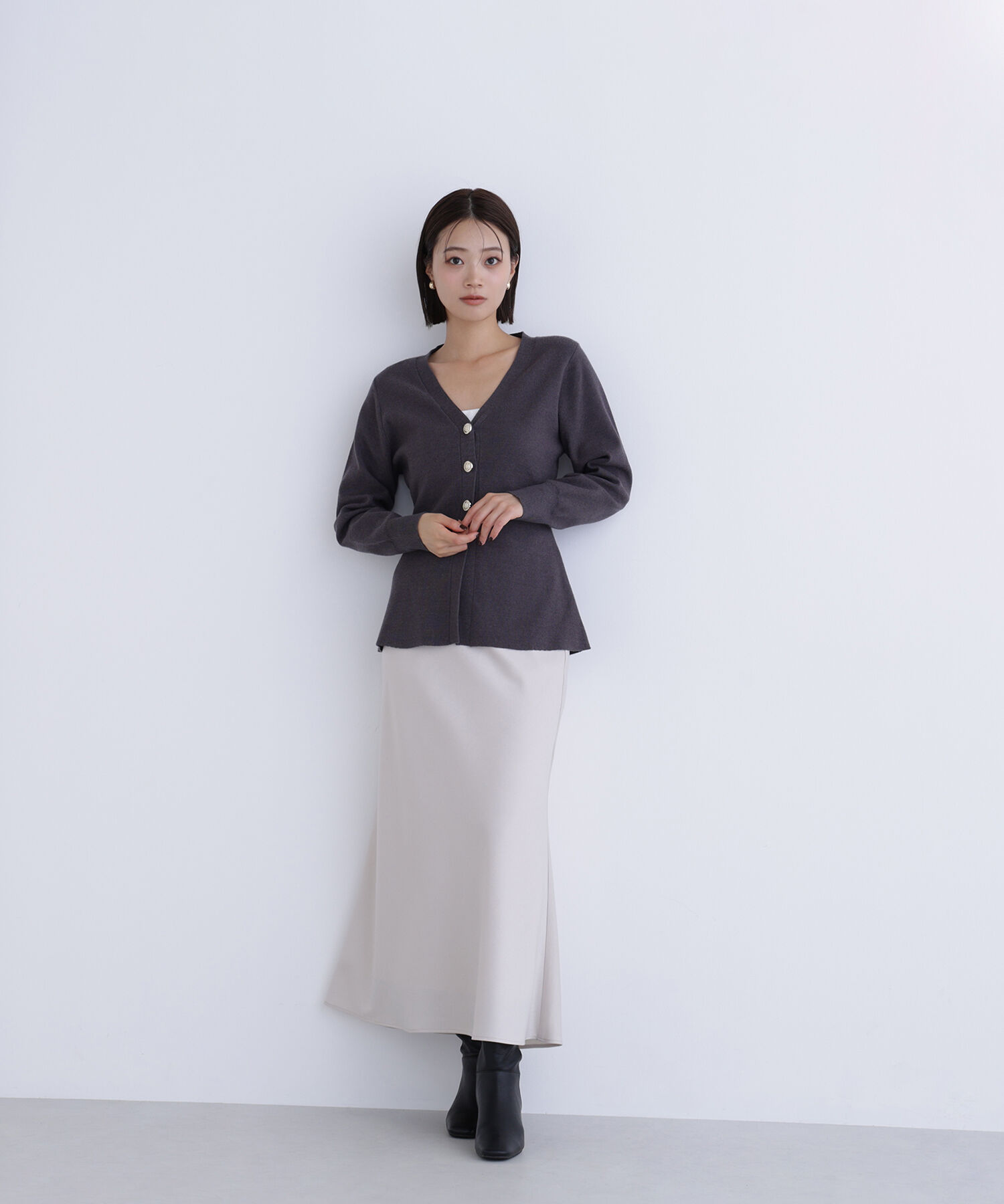  「ウエストシェイプスリットカーディガン」|ニット・セーター|