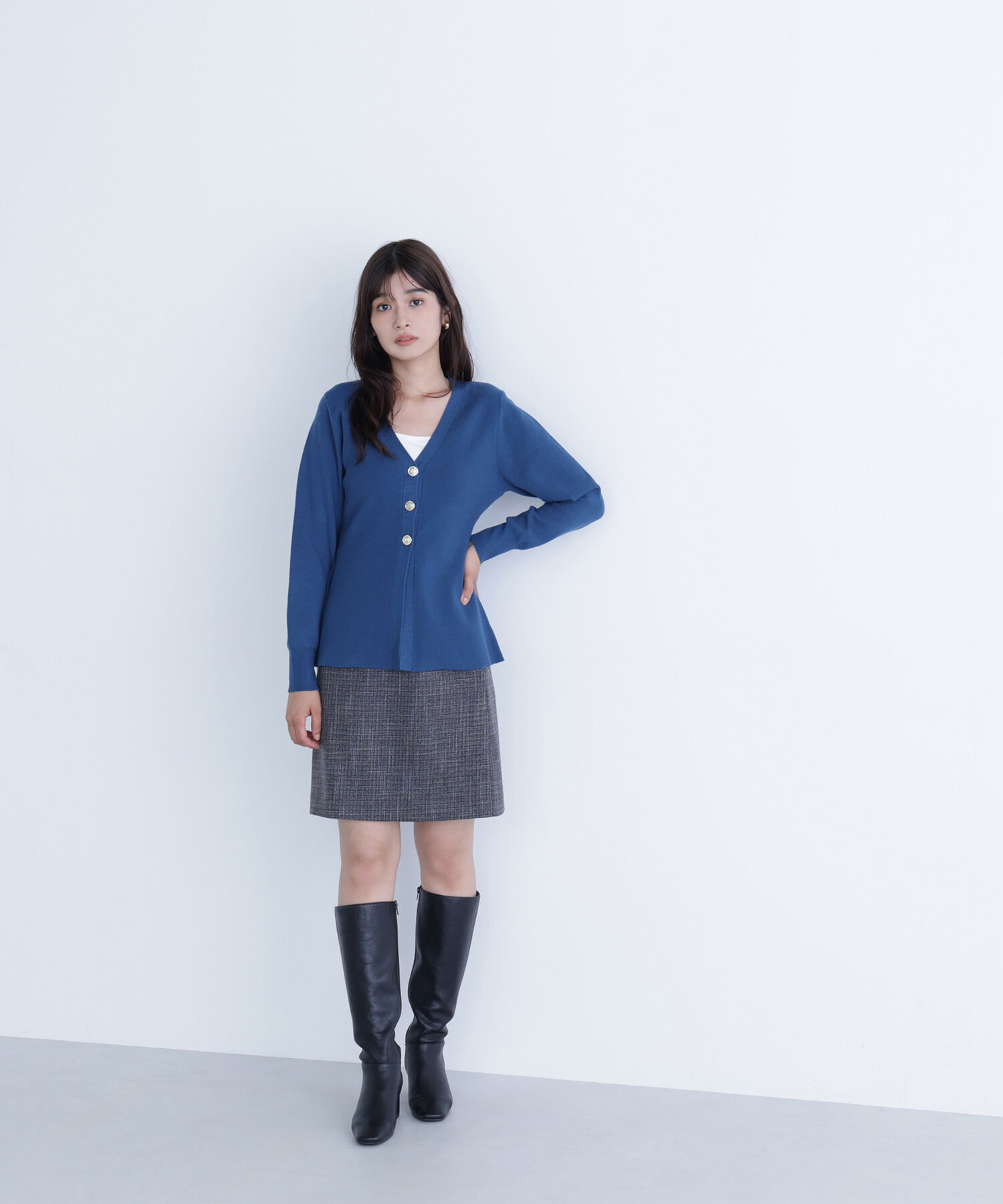  「ウエストシェイプスリットカーディガン」|ニット・セーター|