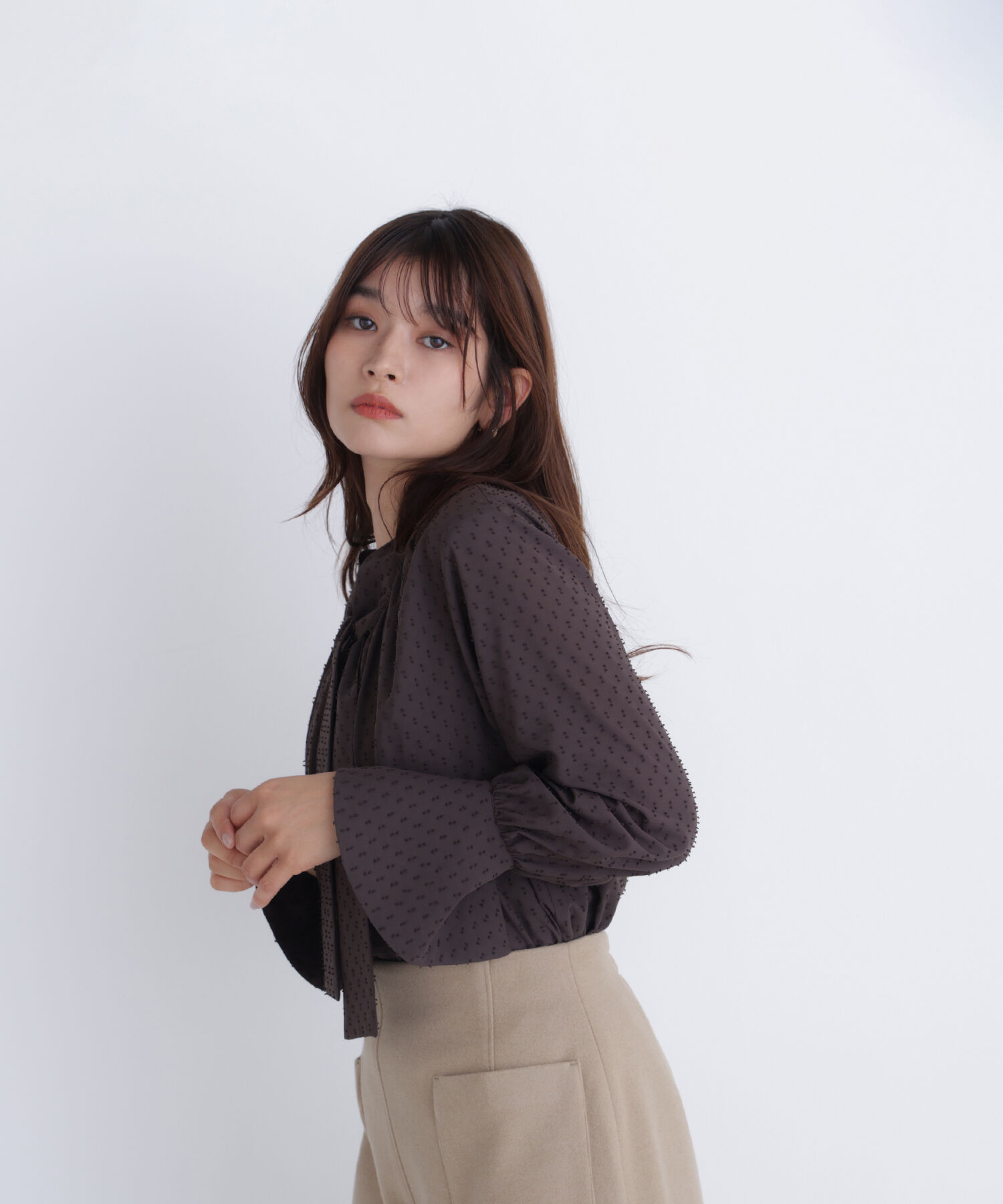  「カットドビーボウブラウス」|シャツ・ブラウス|