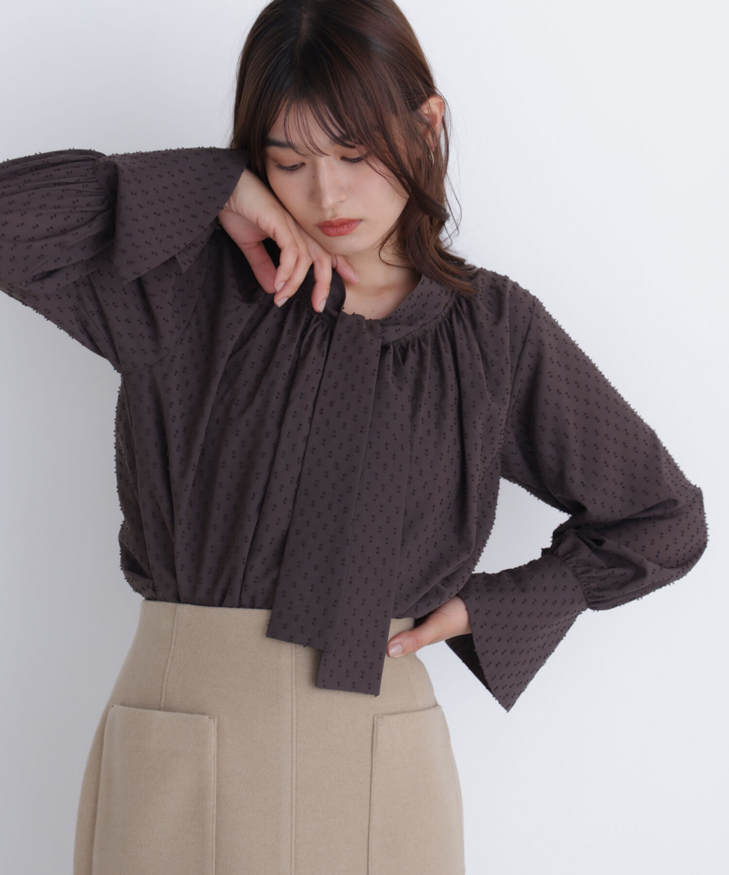  「カットドビーボウブラウス」|シャツ・ブラウス|