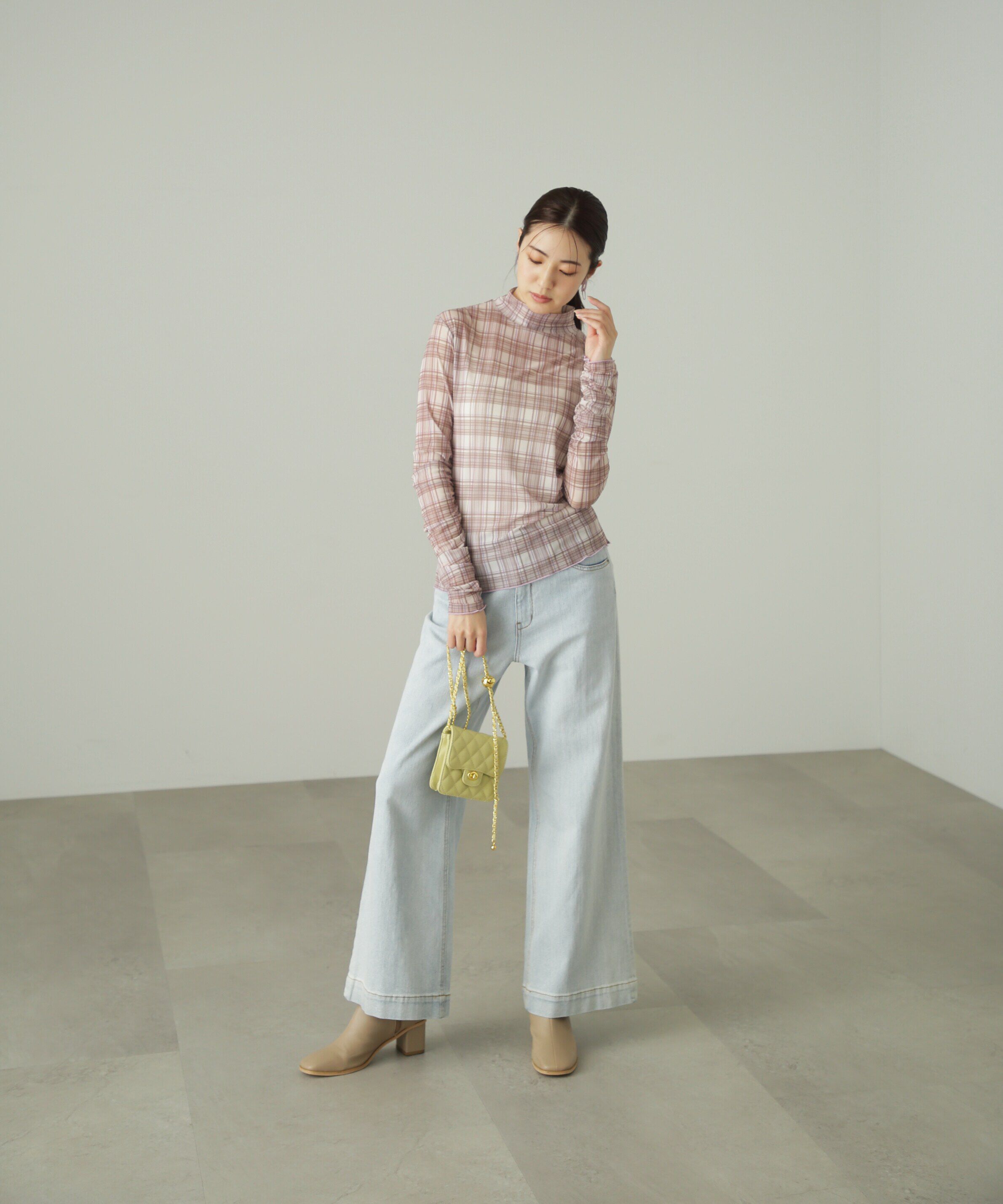  「柄シアーハイネックカットソー」|Tシャツ・カットソー|