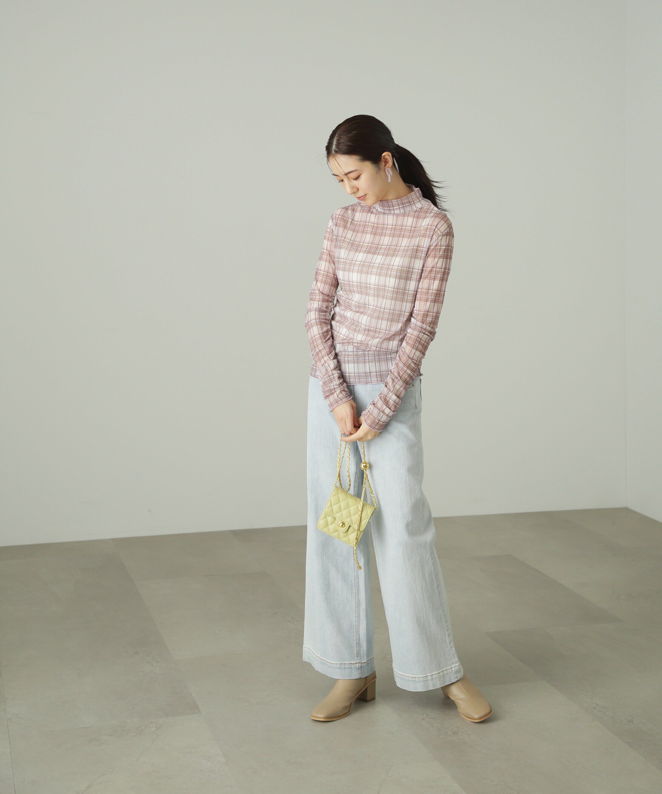  「柄シアーハイネックカットソー」|Tシャツ・カットソー|