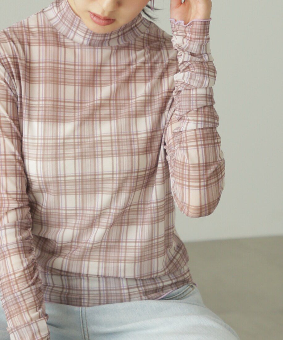  「柄シアーハイネックカットソー」|Tシャツ・カットソー|